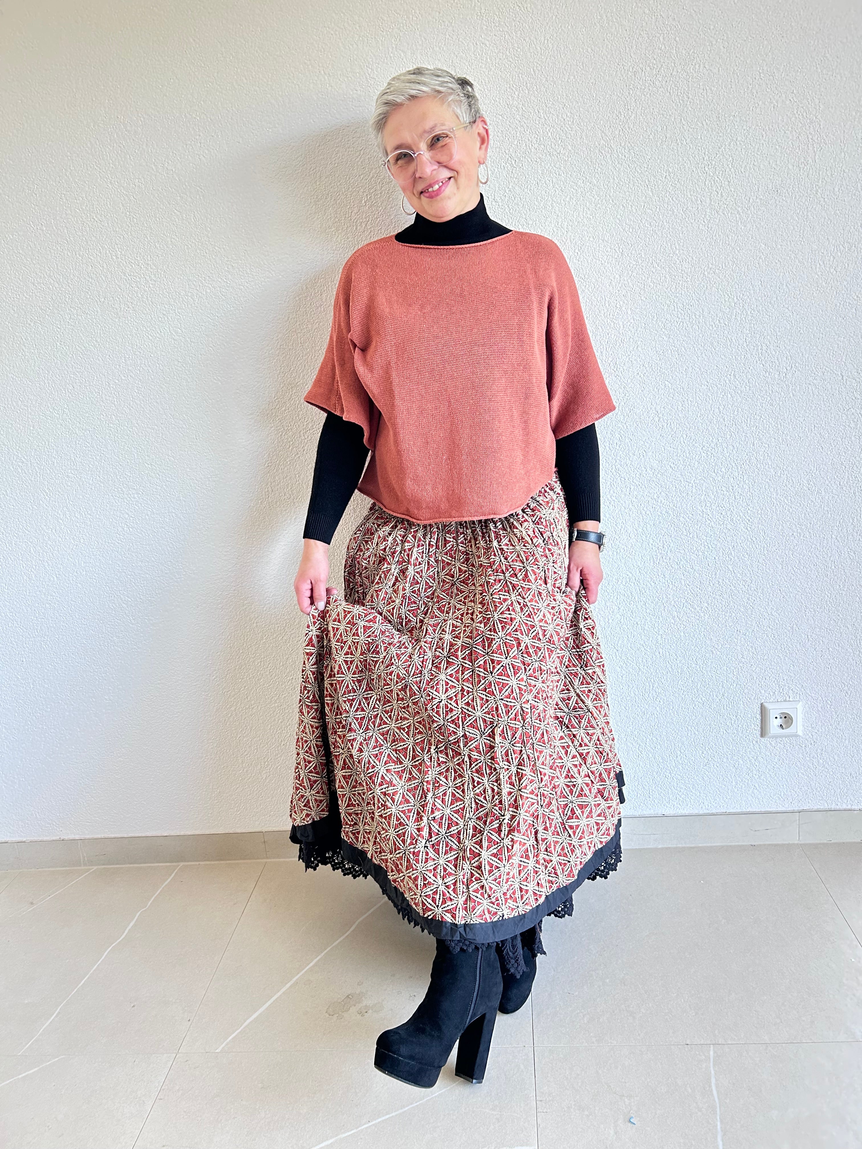 Der Sienna Mosaik Handbedruckter Rock