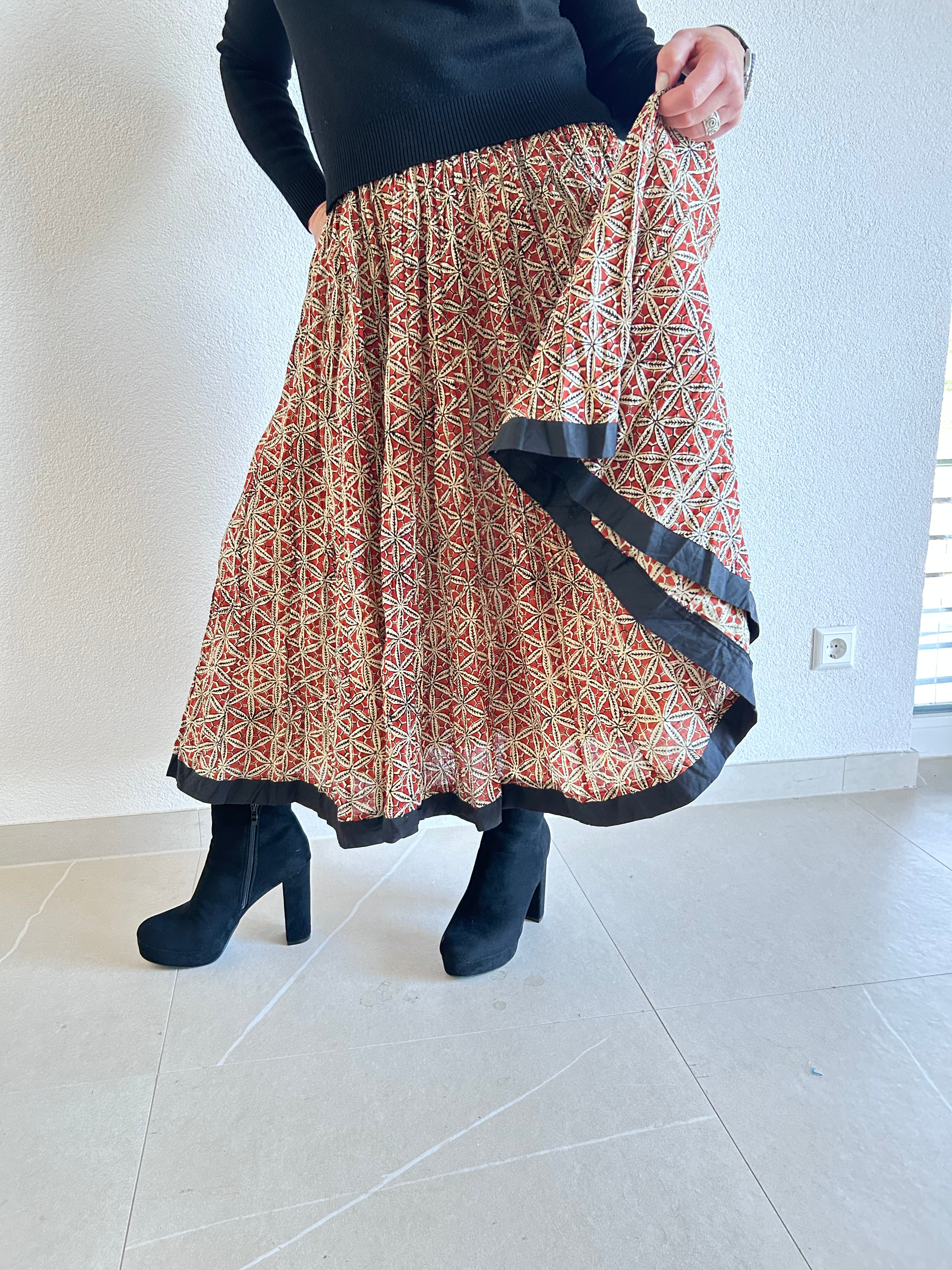 The Sienna Mosaic Hand Block Printed Skirt