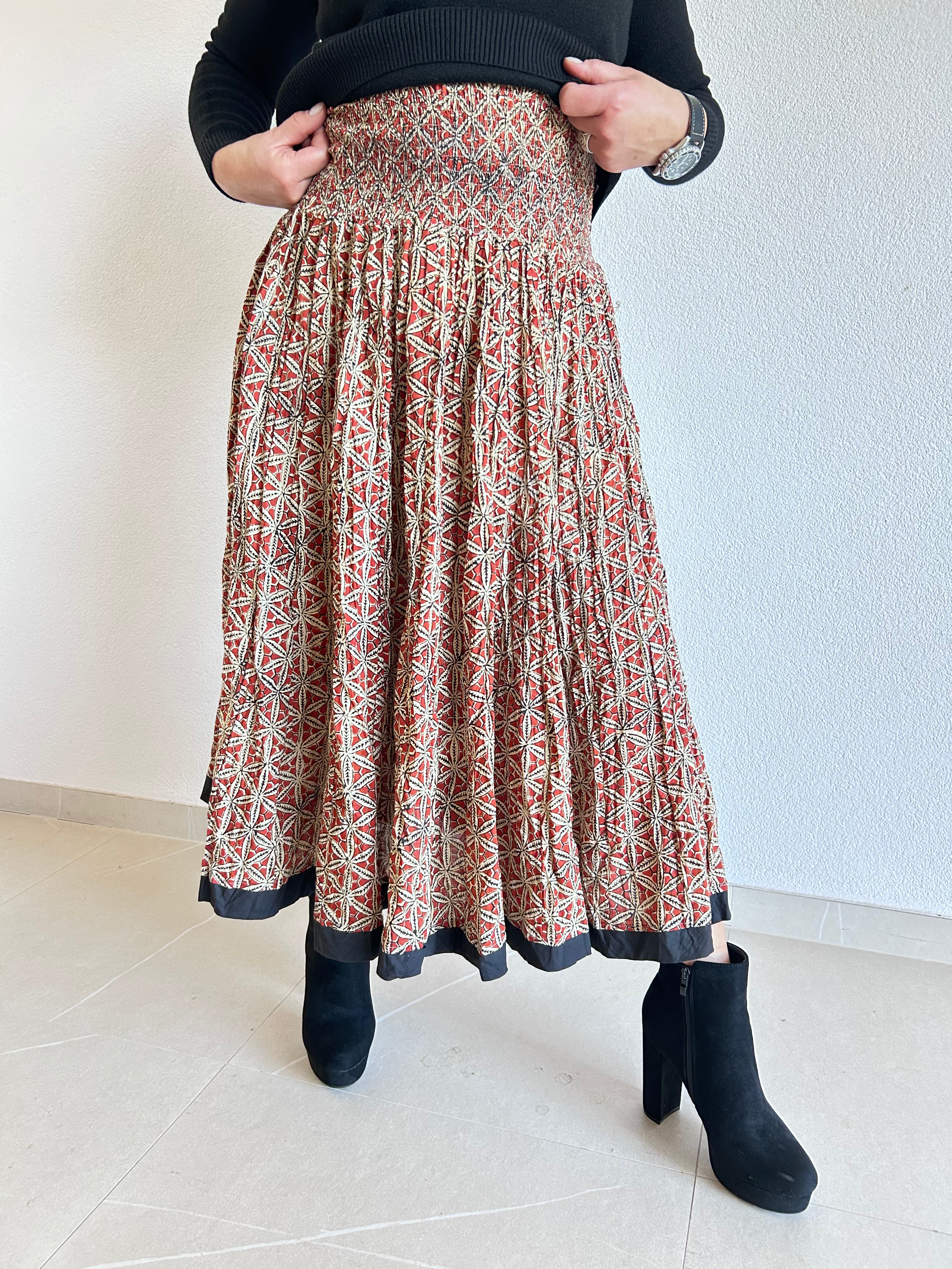 The Sienna Mosaic Hand Block Printed Skirt