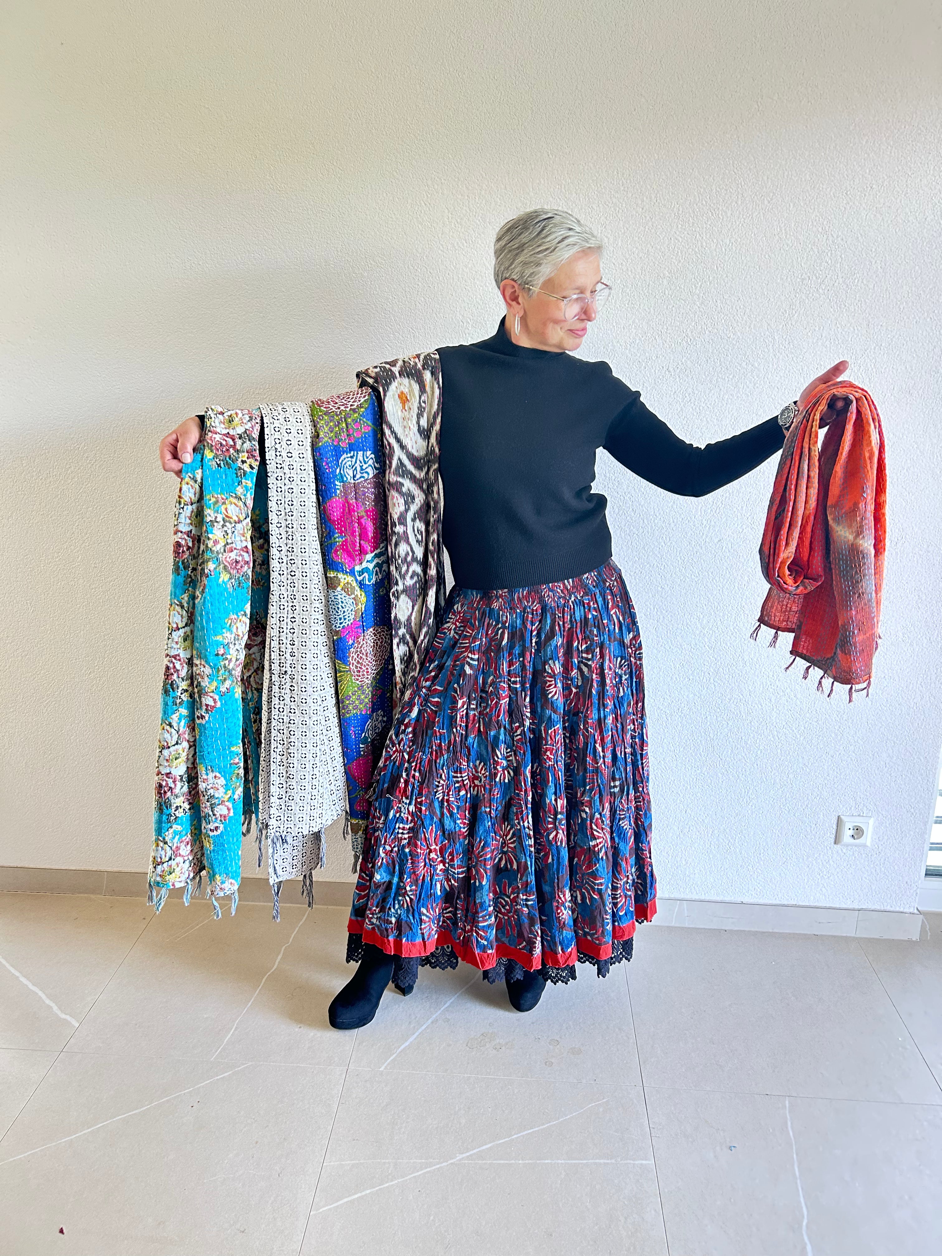 The Indigo Bloom Hand Block Printed Skirt