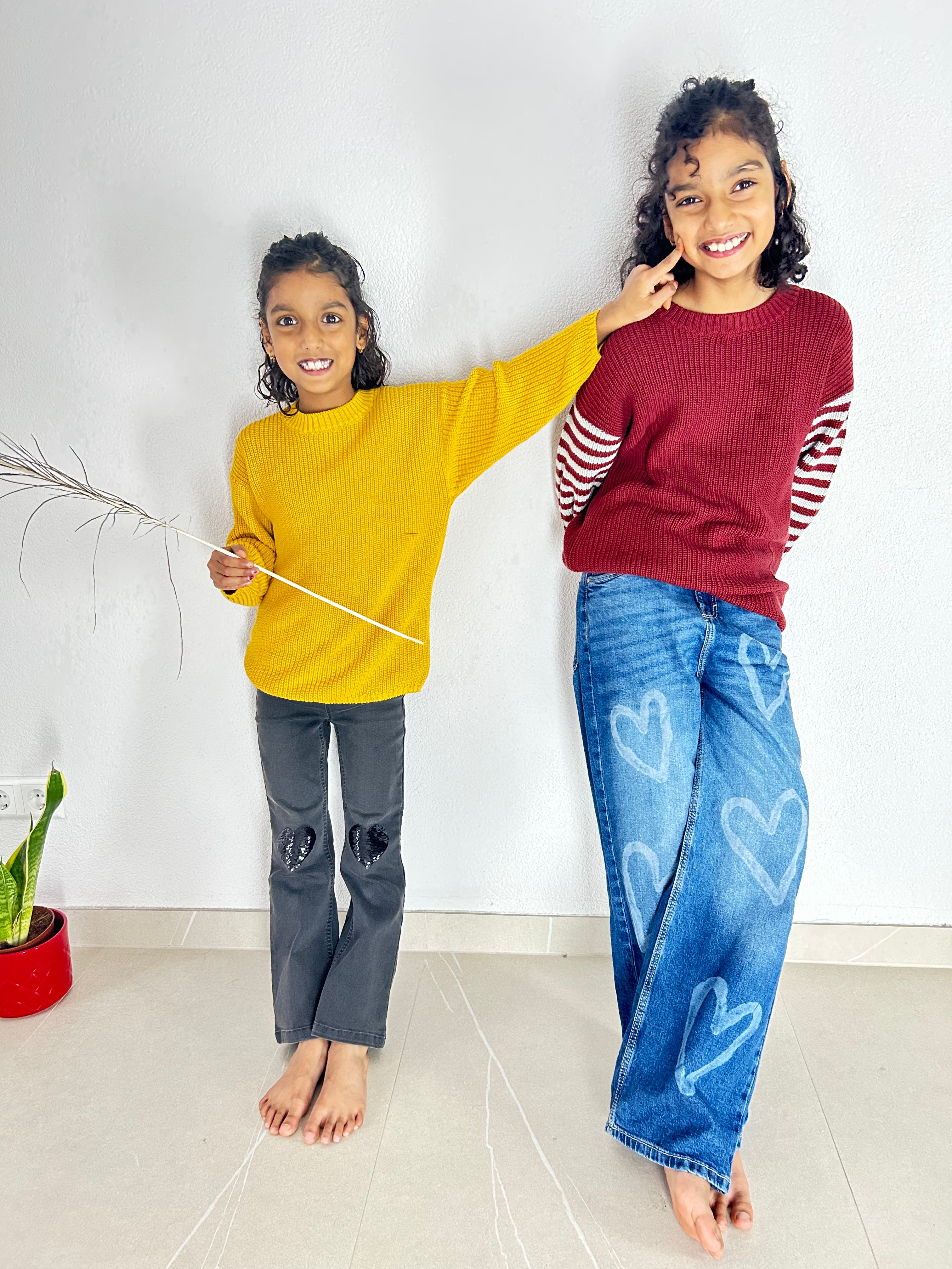 Kids Knit Pullover relaxed fit from Organic Cotton - Berry Stripe