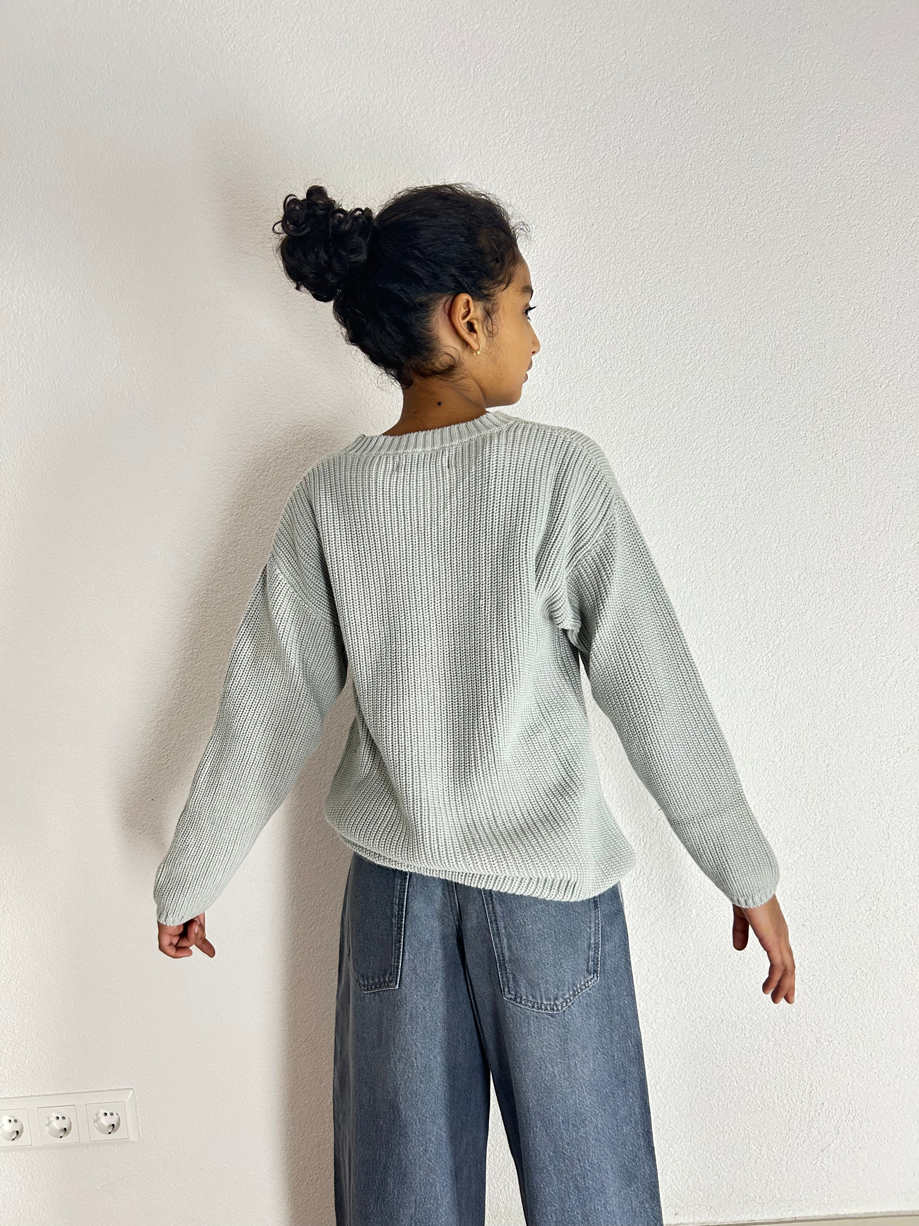 Kids Knit Pullover relaxed fit from Organic Cotton - Teal Mist