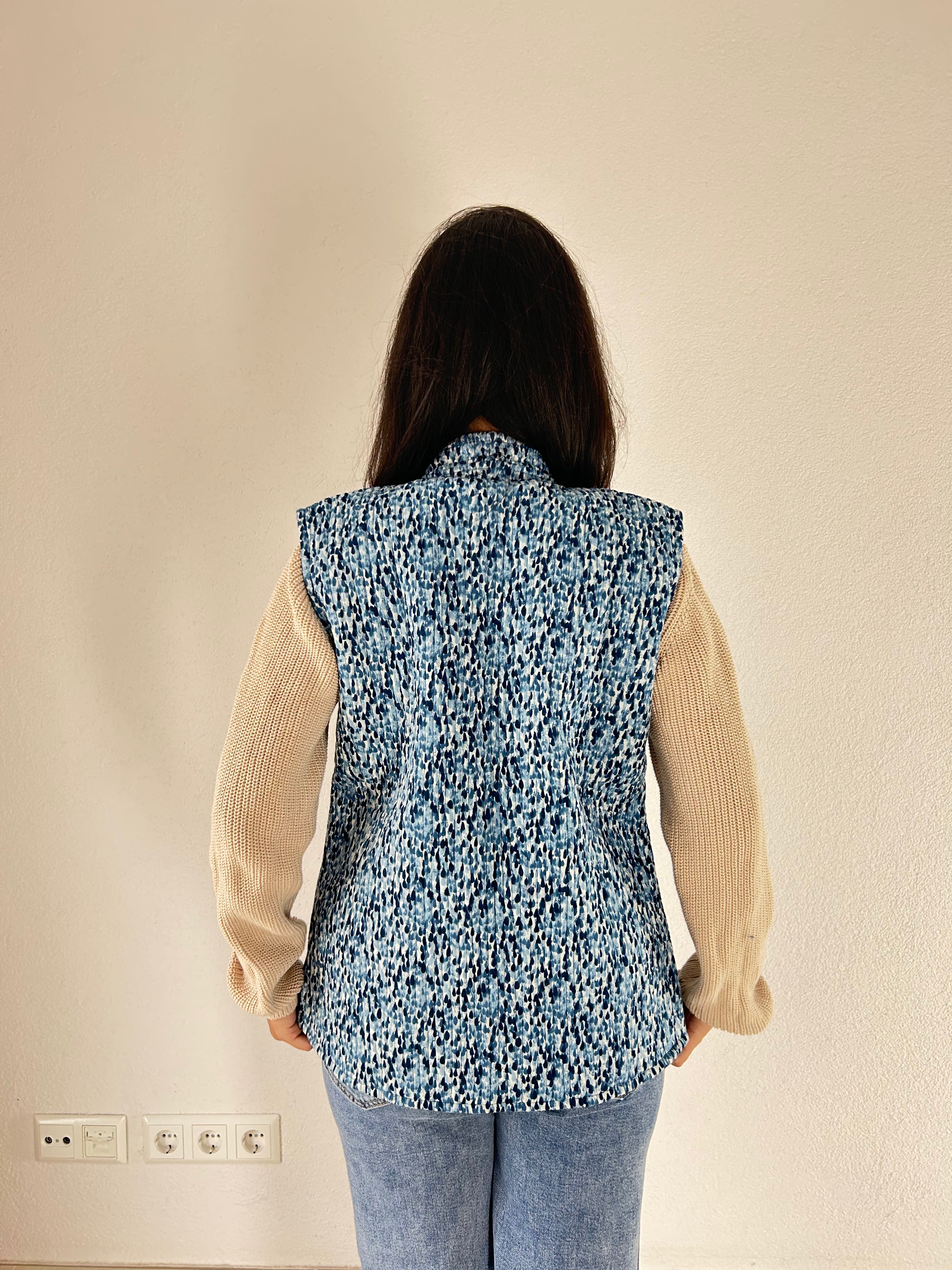 The Blue Mirage Hand Block Printed Reversible Vest