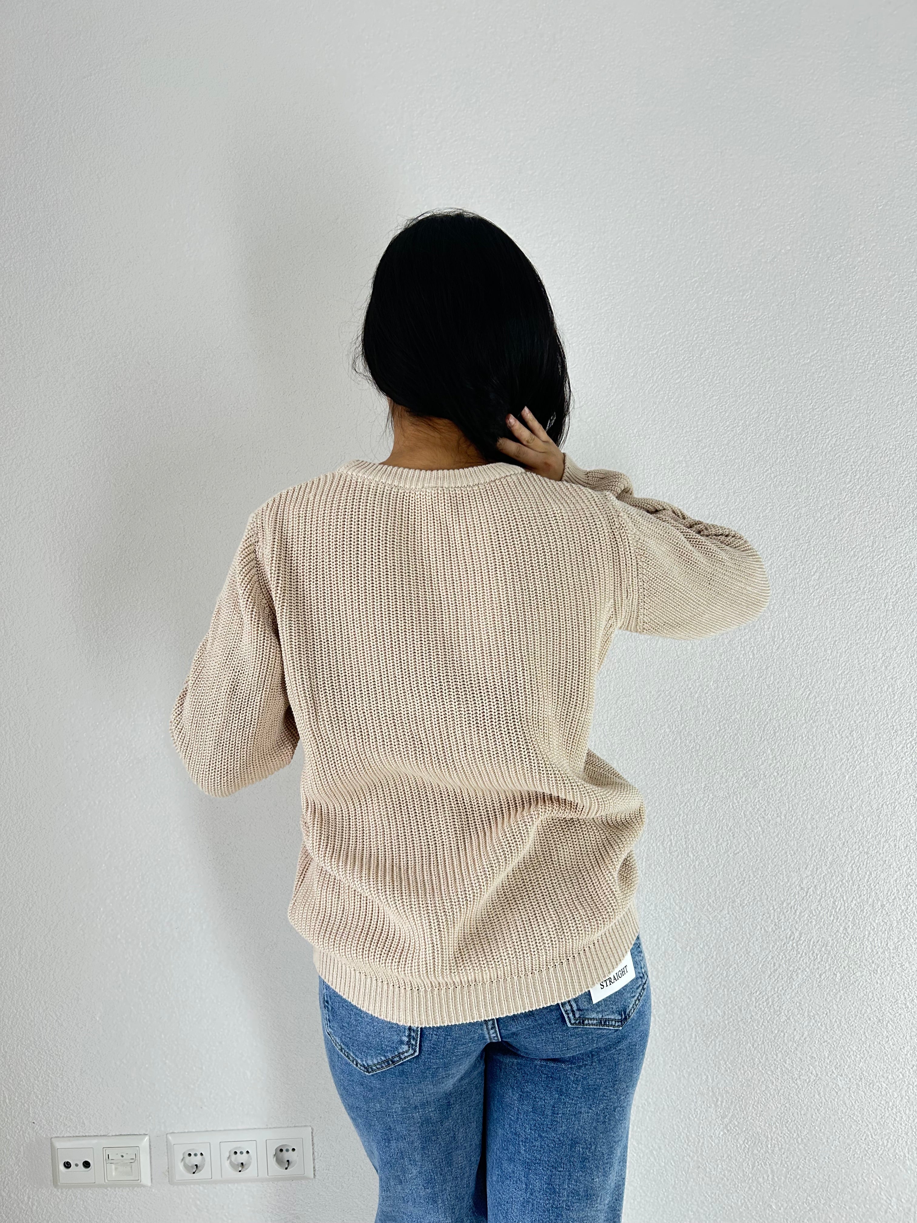 Strickpullover im Relaxed Fit aus Bio-Baumwolle - Beige