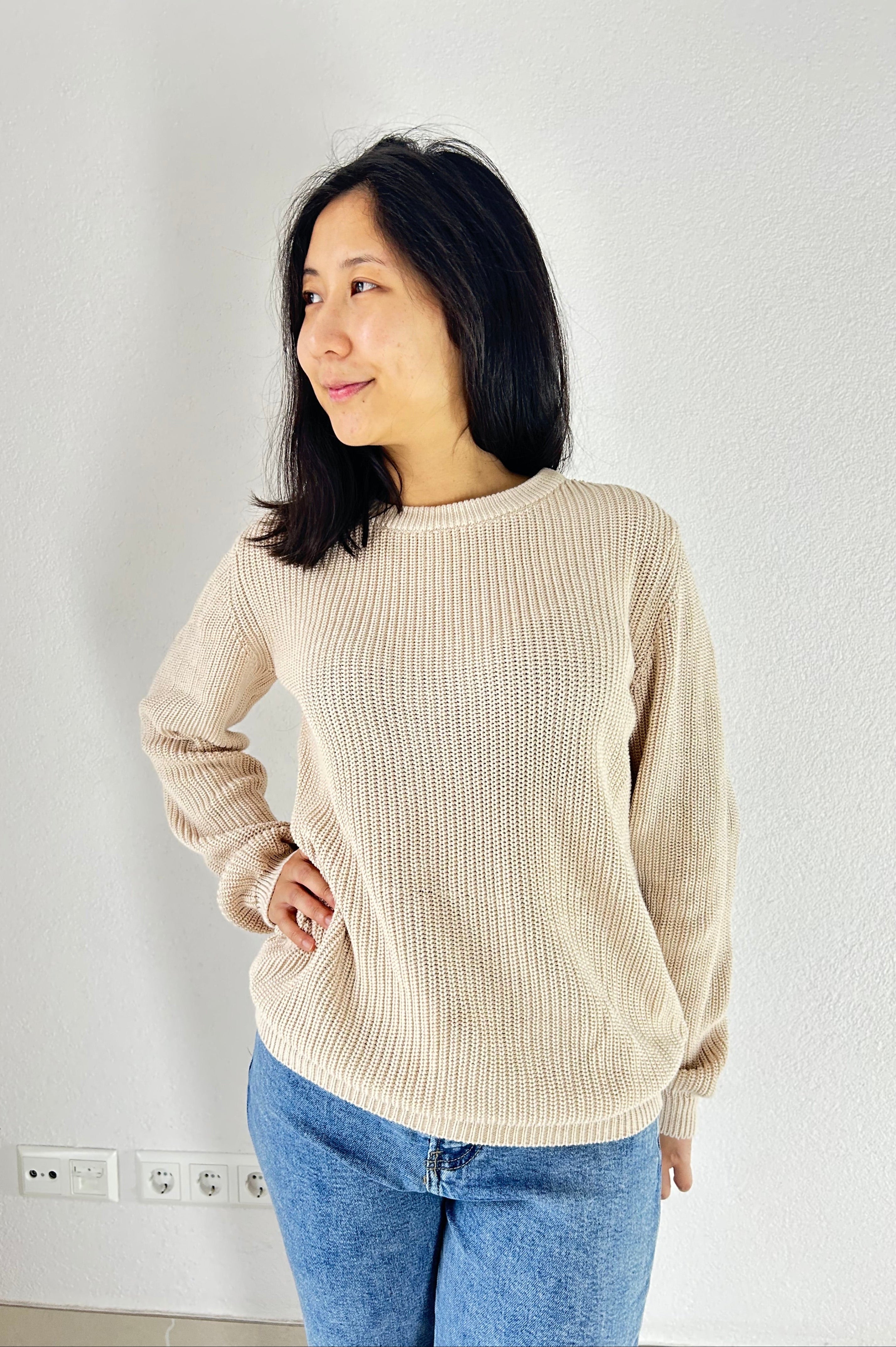 Strickpullover im Relaxed Fit aus Bio-Baumwolle - Beige