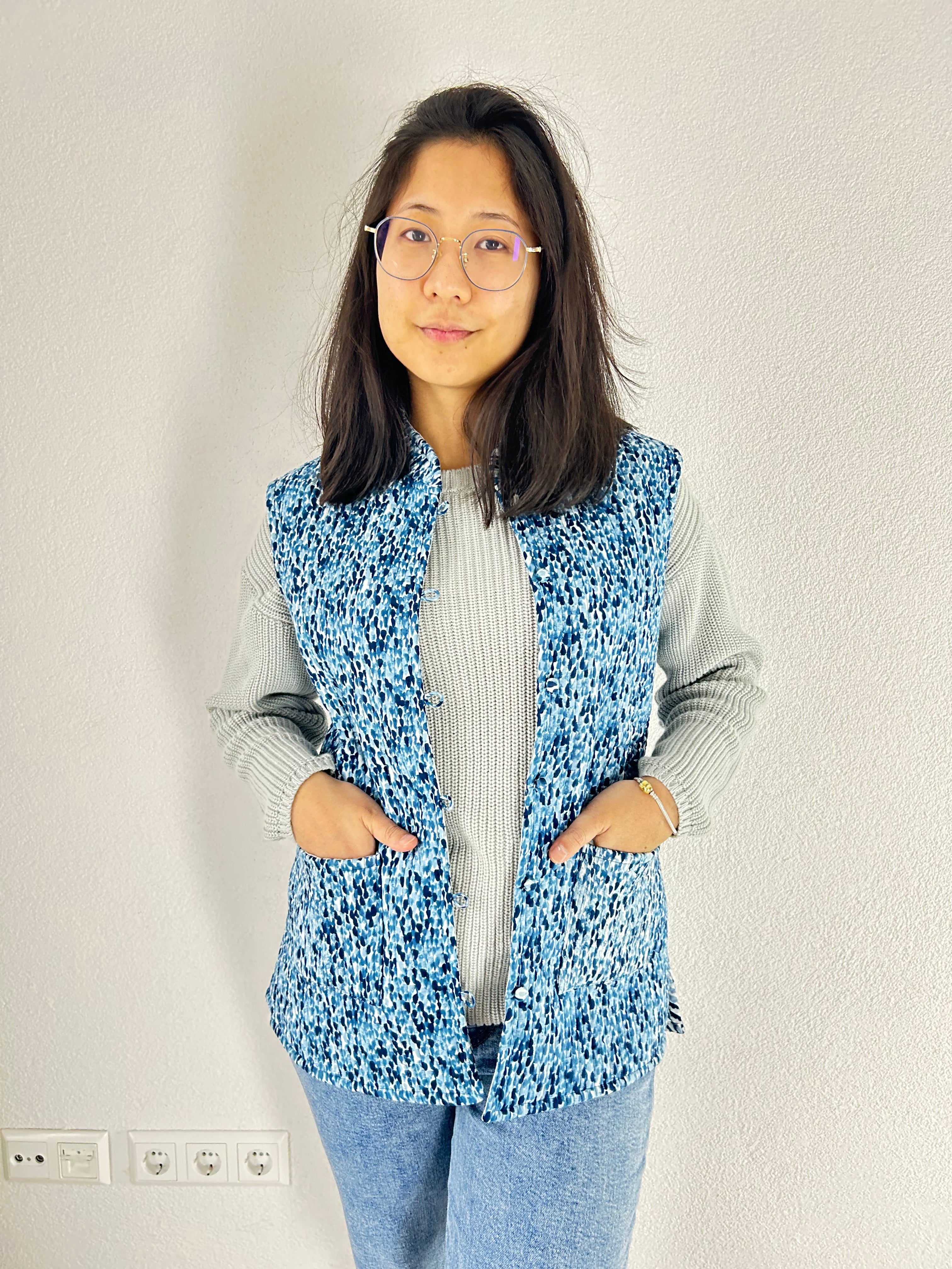 The Blue Mirage Hand Block Printed Reversible Vest