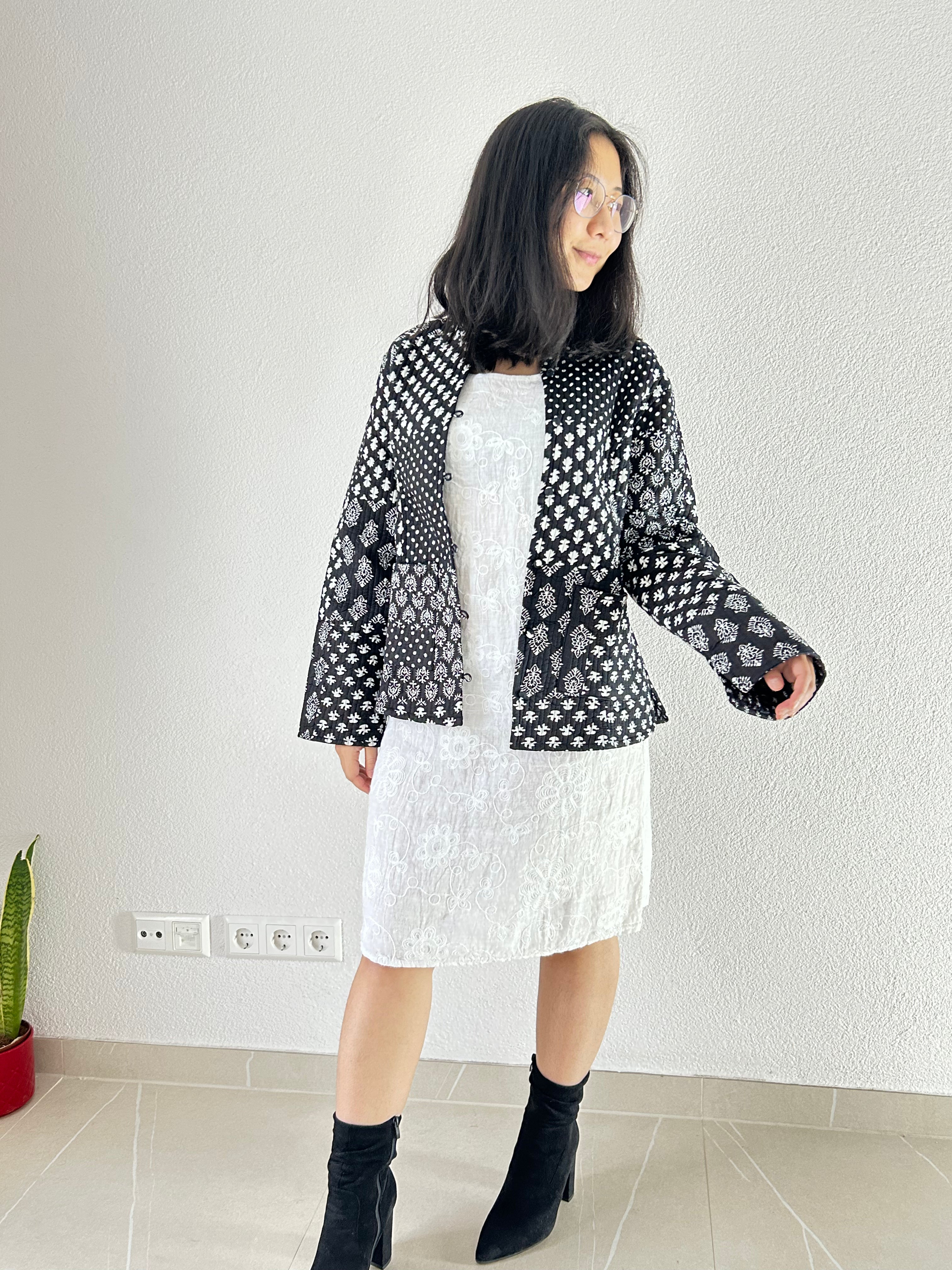 Midnight Hand Block Printed Reversible Jacket