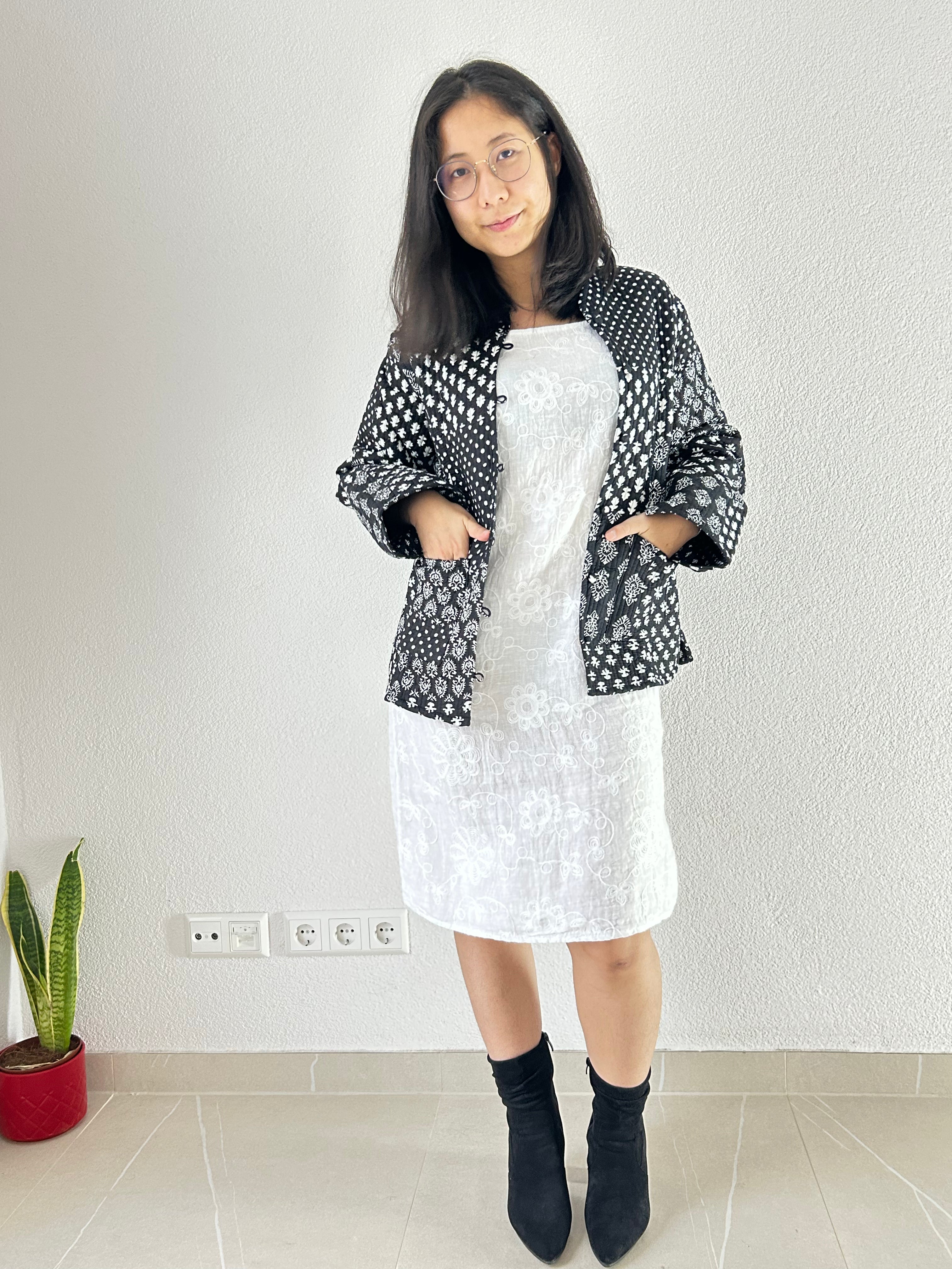 Midnight Hand Block Printed Reversible Jacket