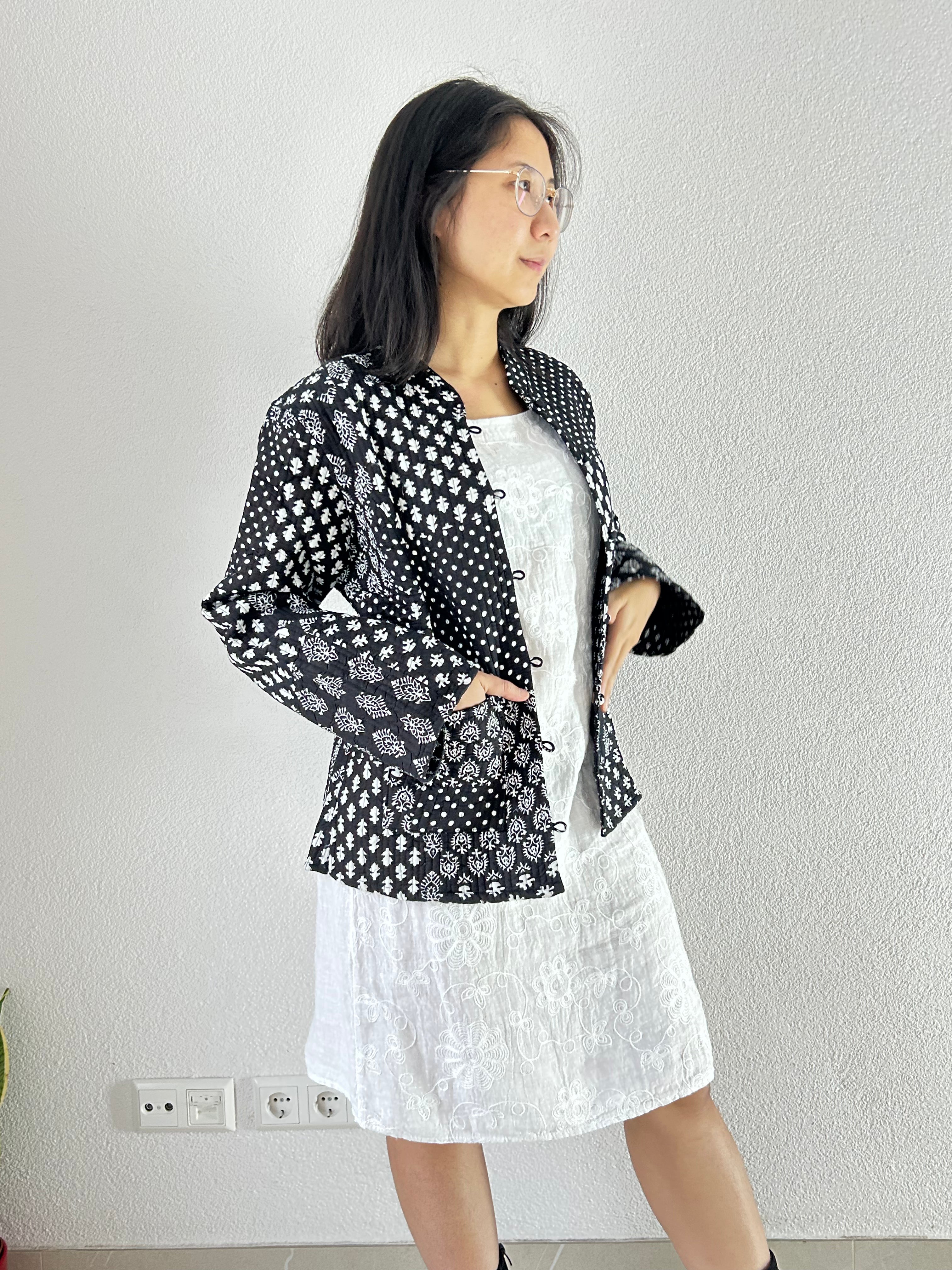 Midnight Hand Block Printed Reversible Jacket