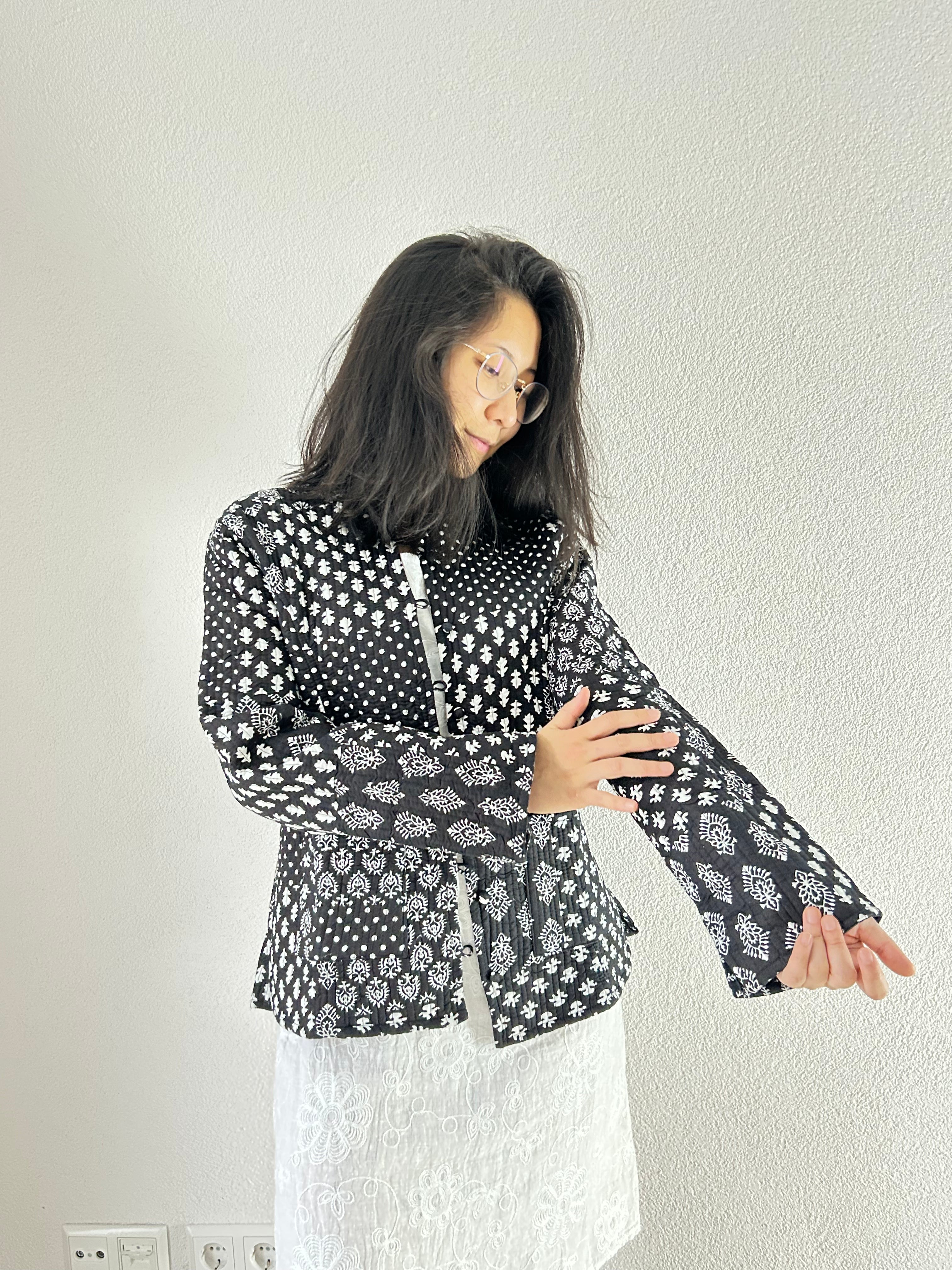 Midnight Hand Block Printed Reversible Jacket