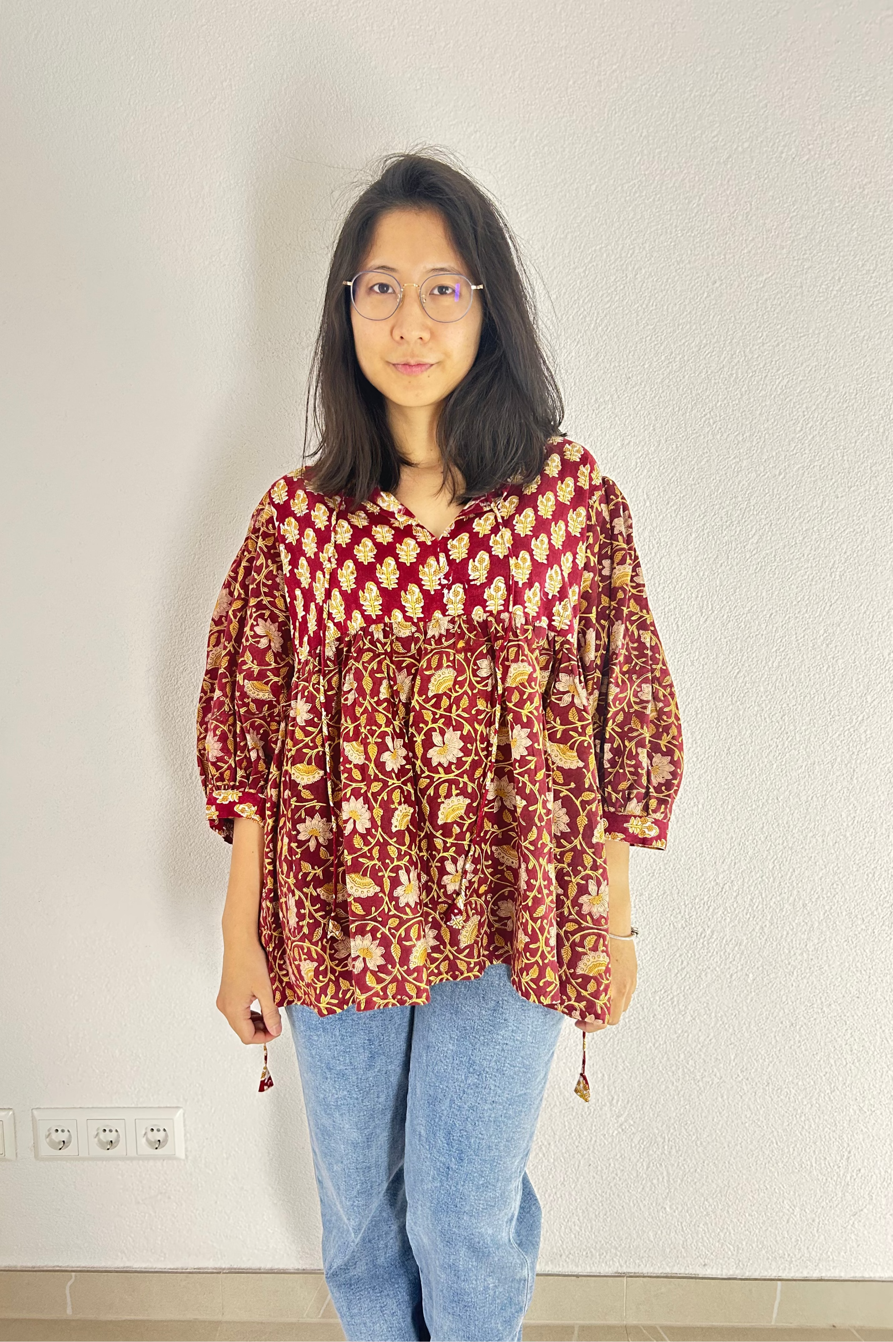 The Ruby Garden Hand Block Printed Blouse