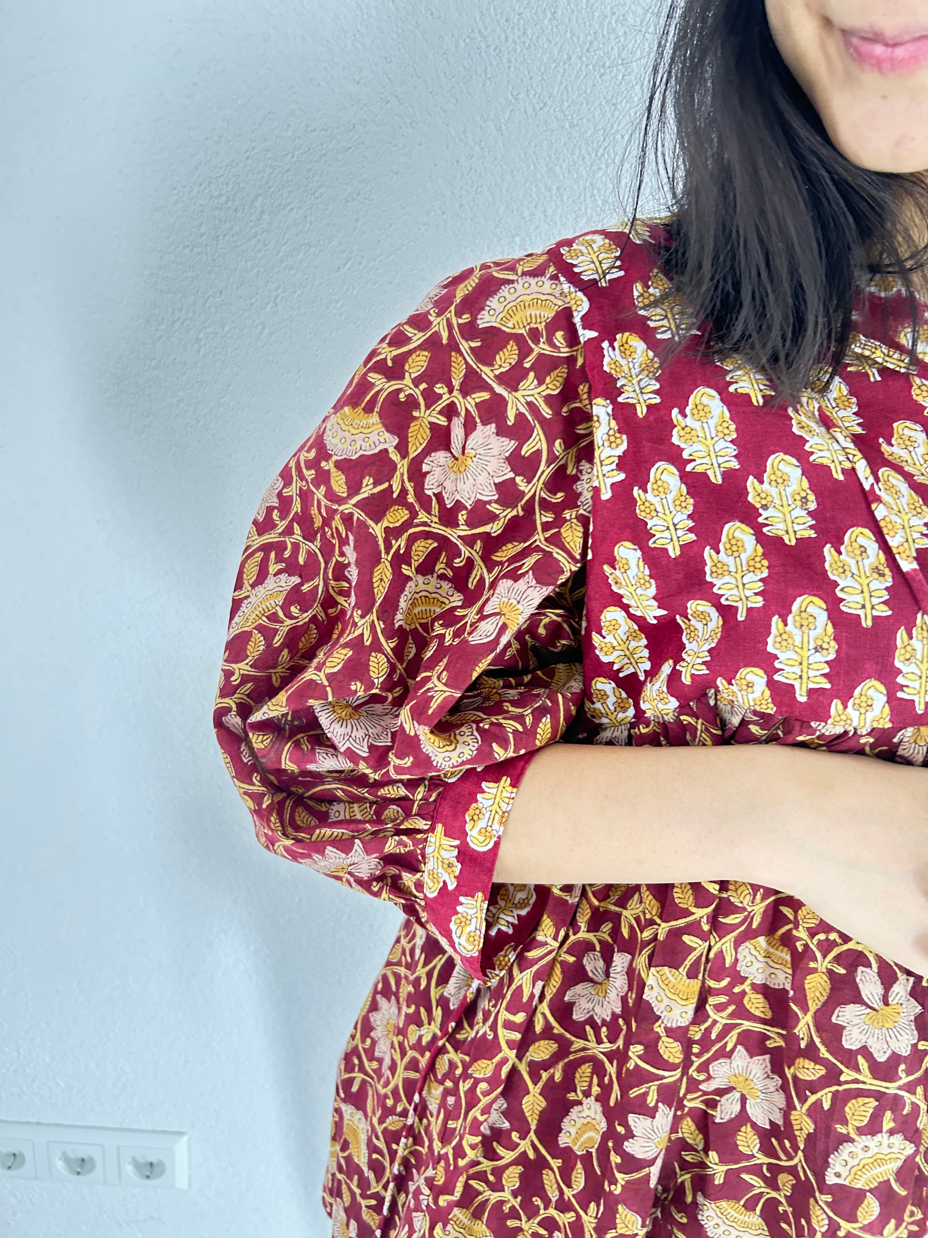 The Ruby Garden Hand Block Printed Blouse