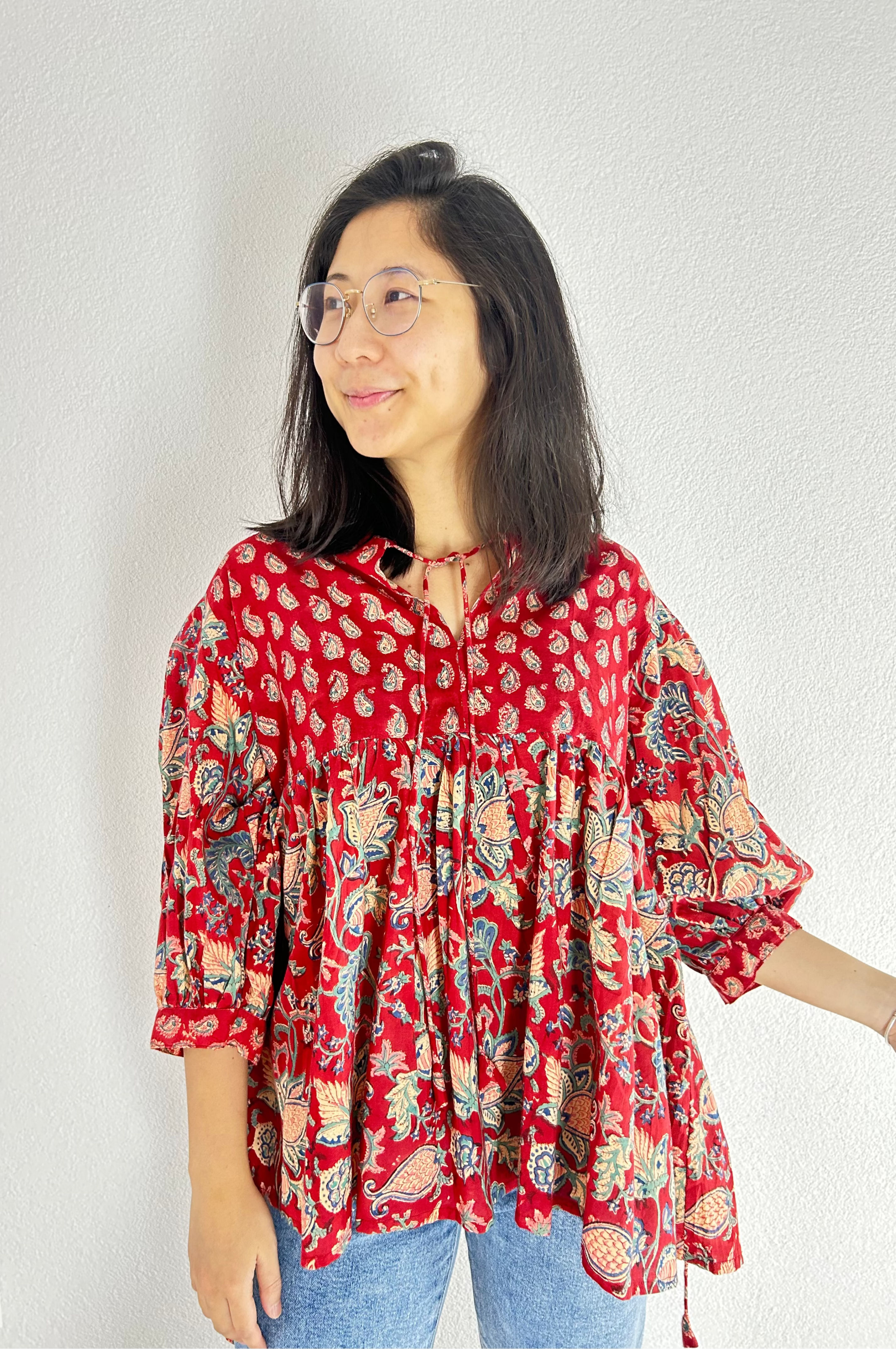 Maroon Muse Hand Block Printed Blouse