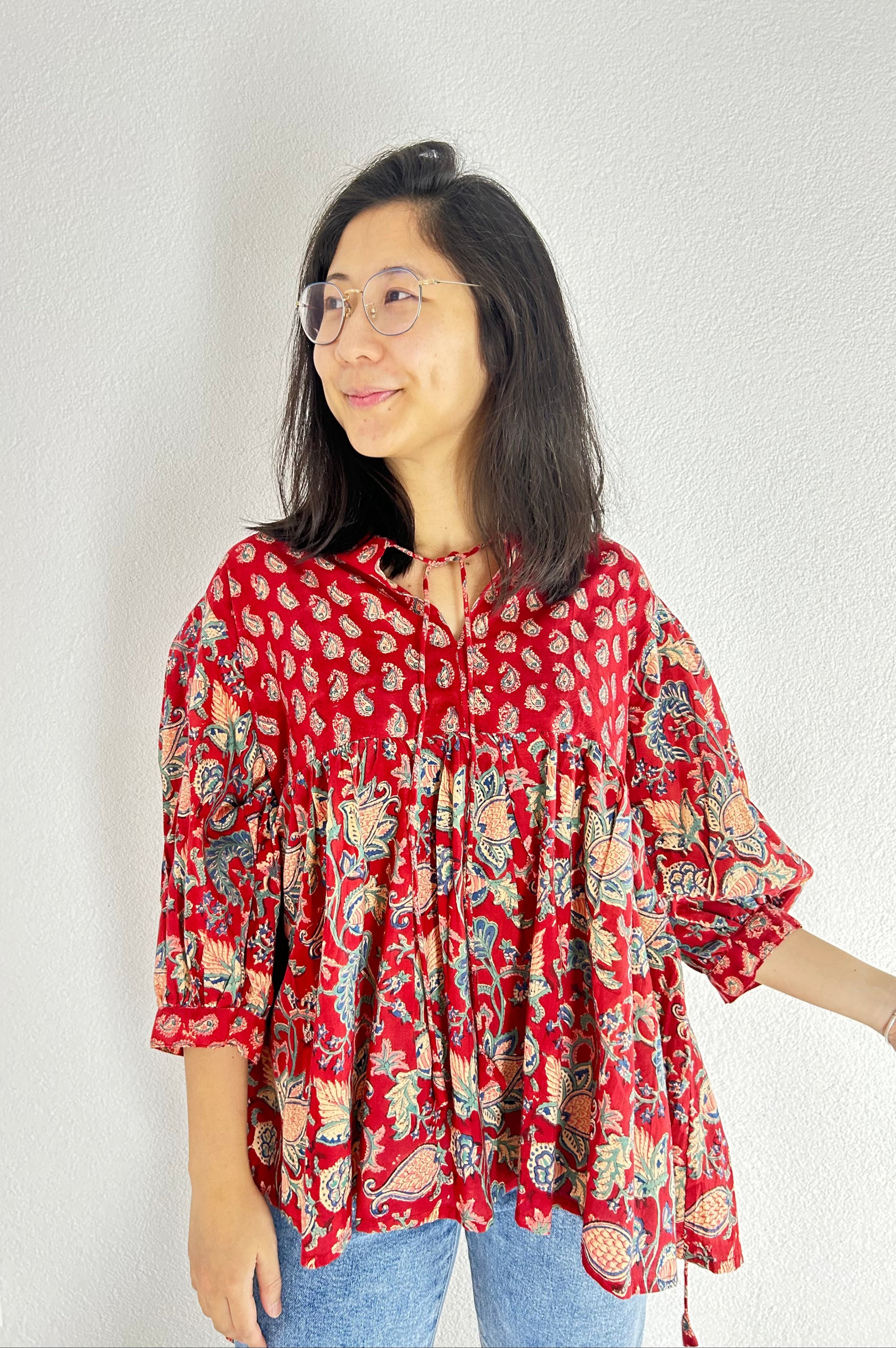 Maroon Muse Hand Block Printed Blouse