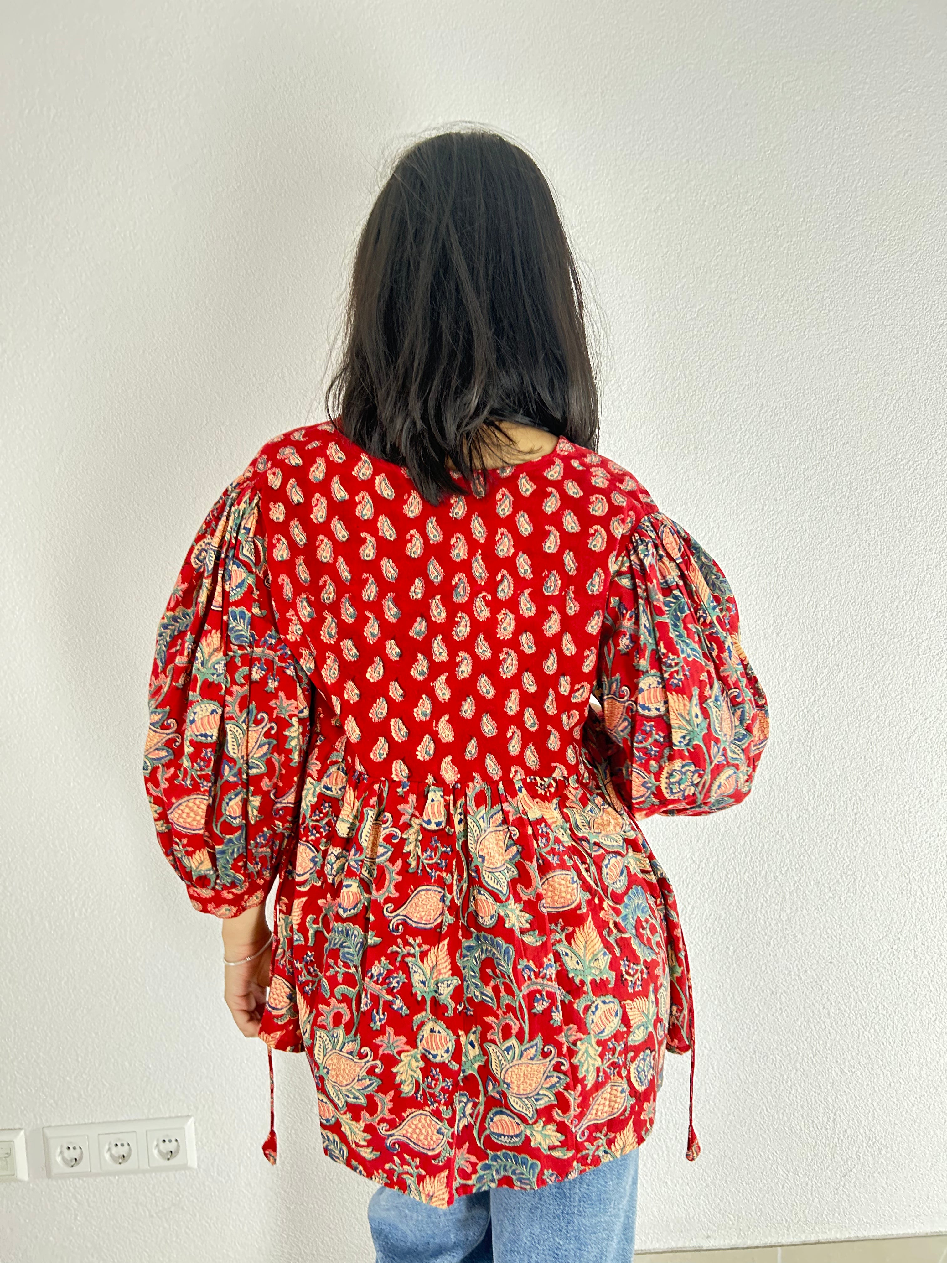 Maroon Muse Hand Block Printed Blouse