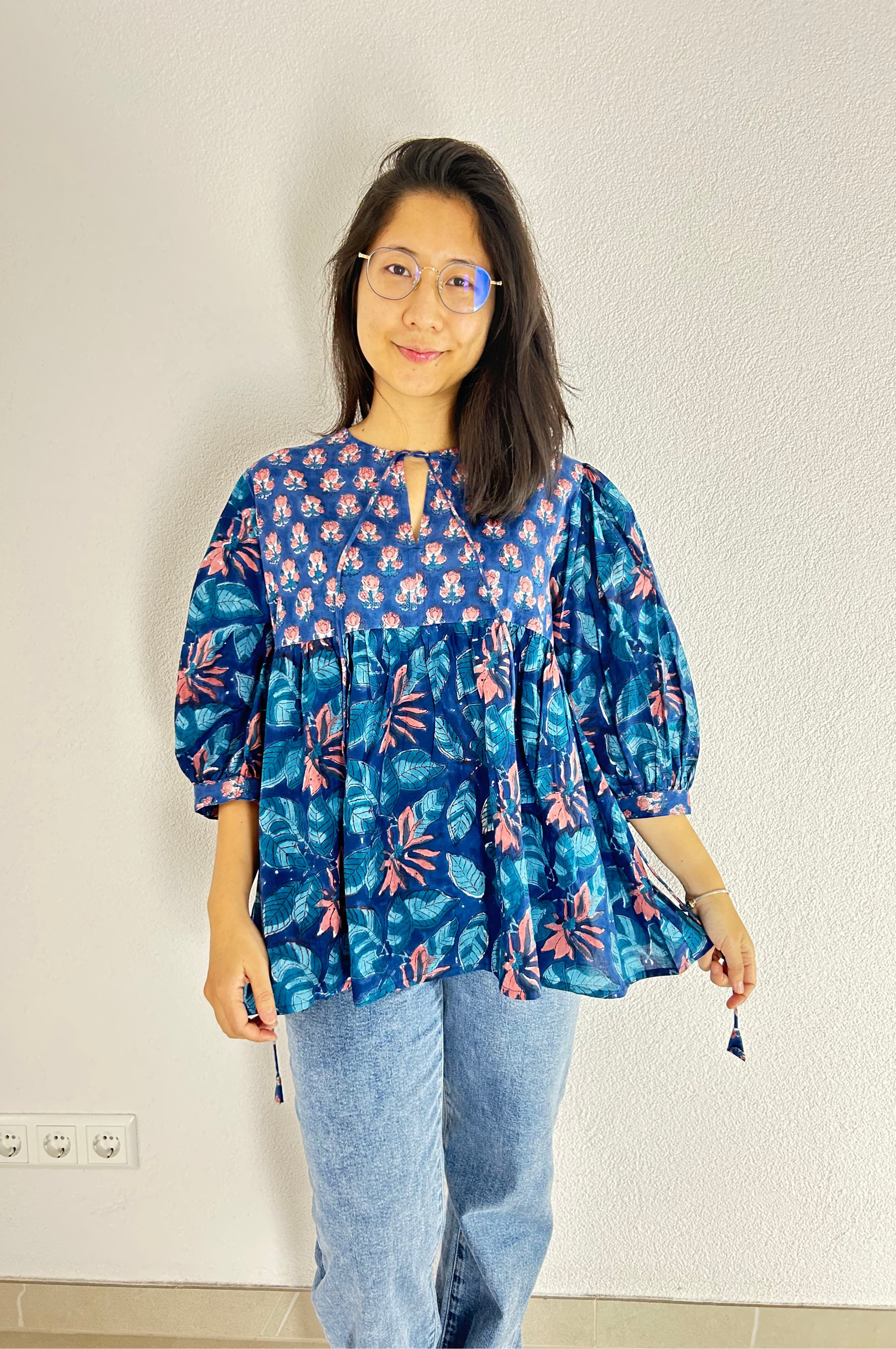 The Blue Fern Hand Block Printed Blouse