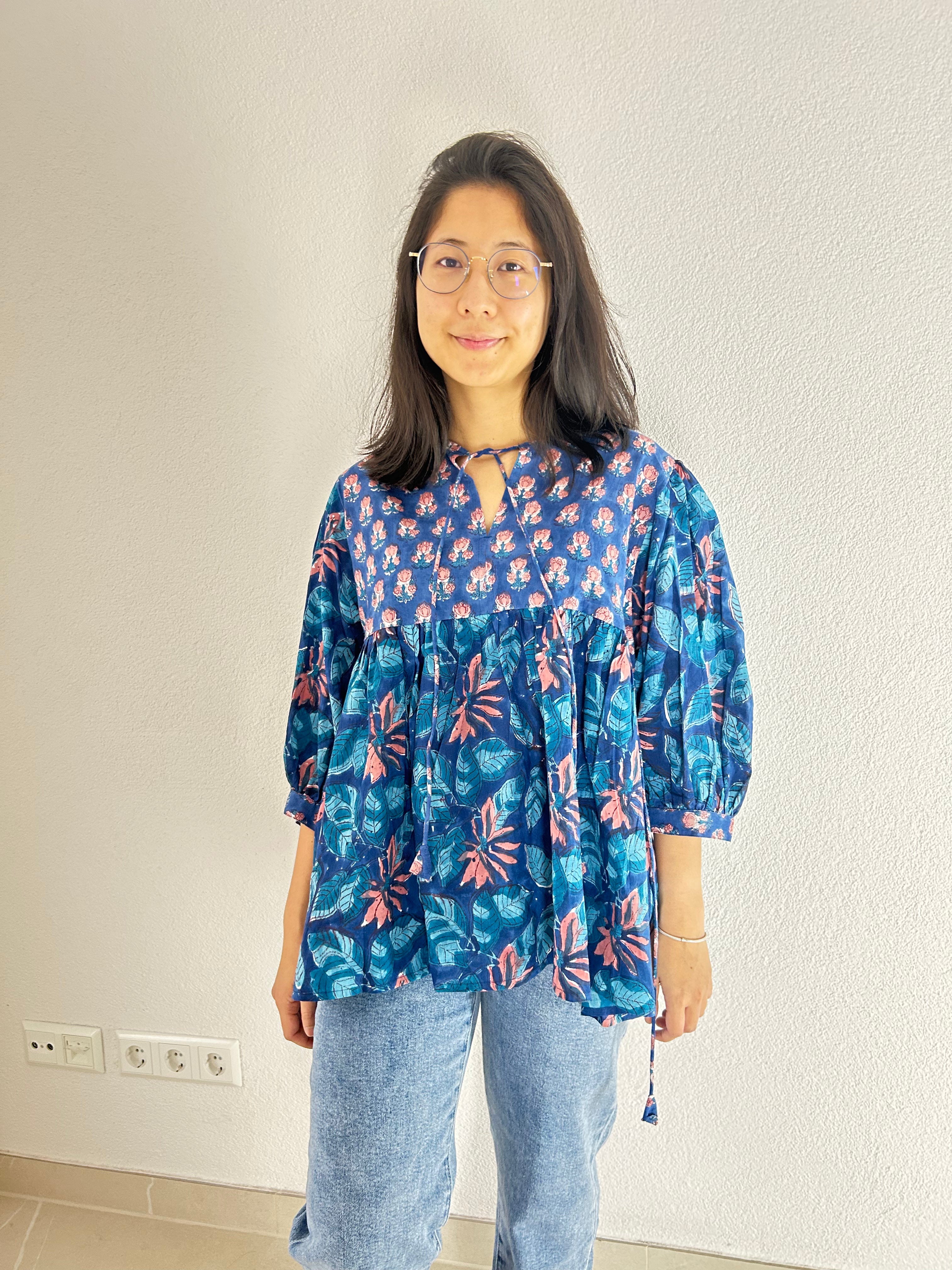 The Blue Fern Hand Block Printed Blouse