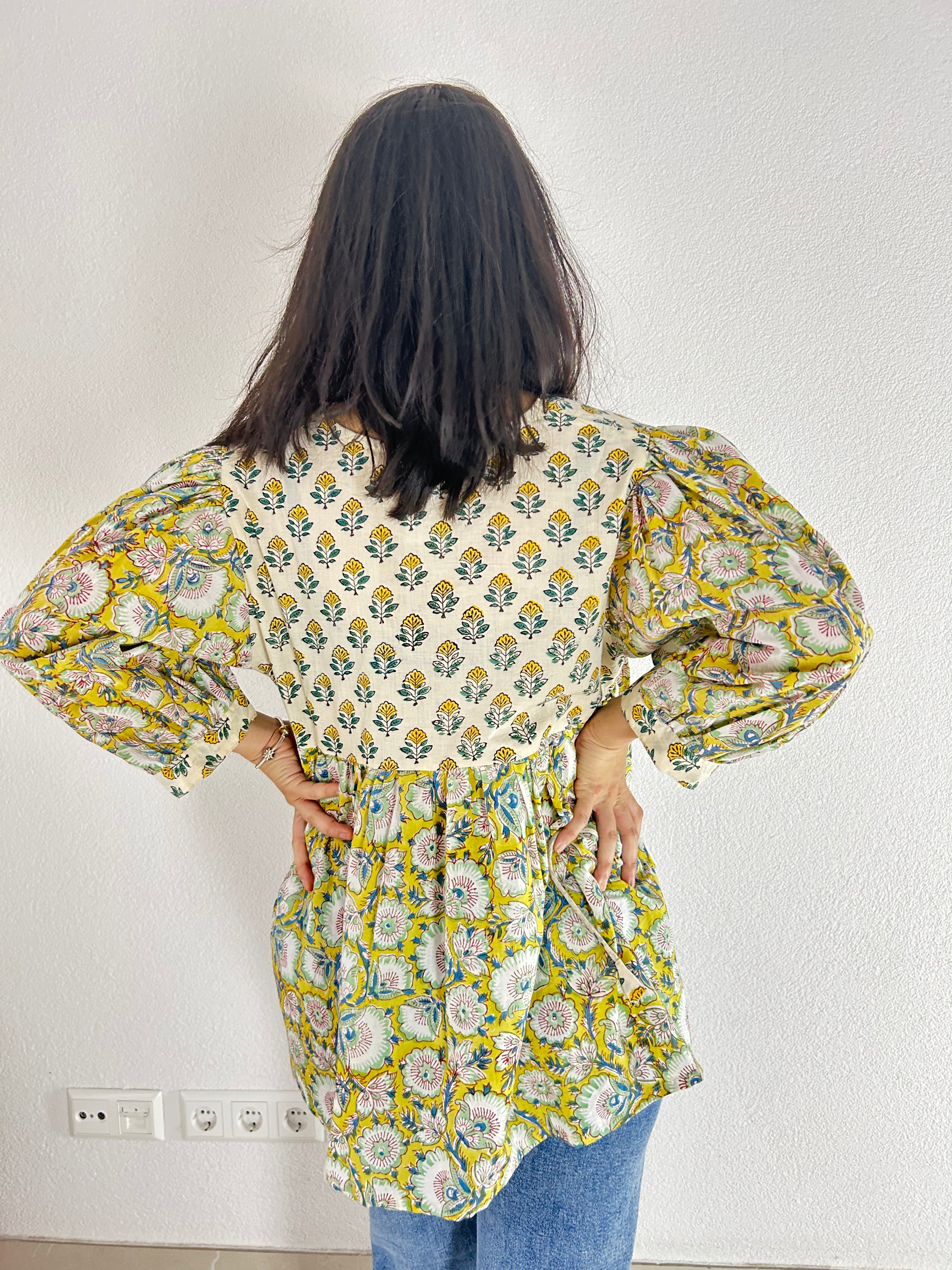 The Soft Sunlight Hand Block Printed Blouse