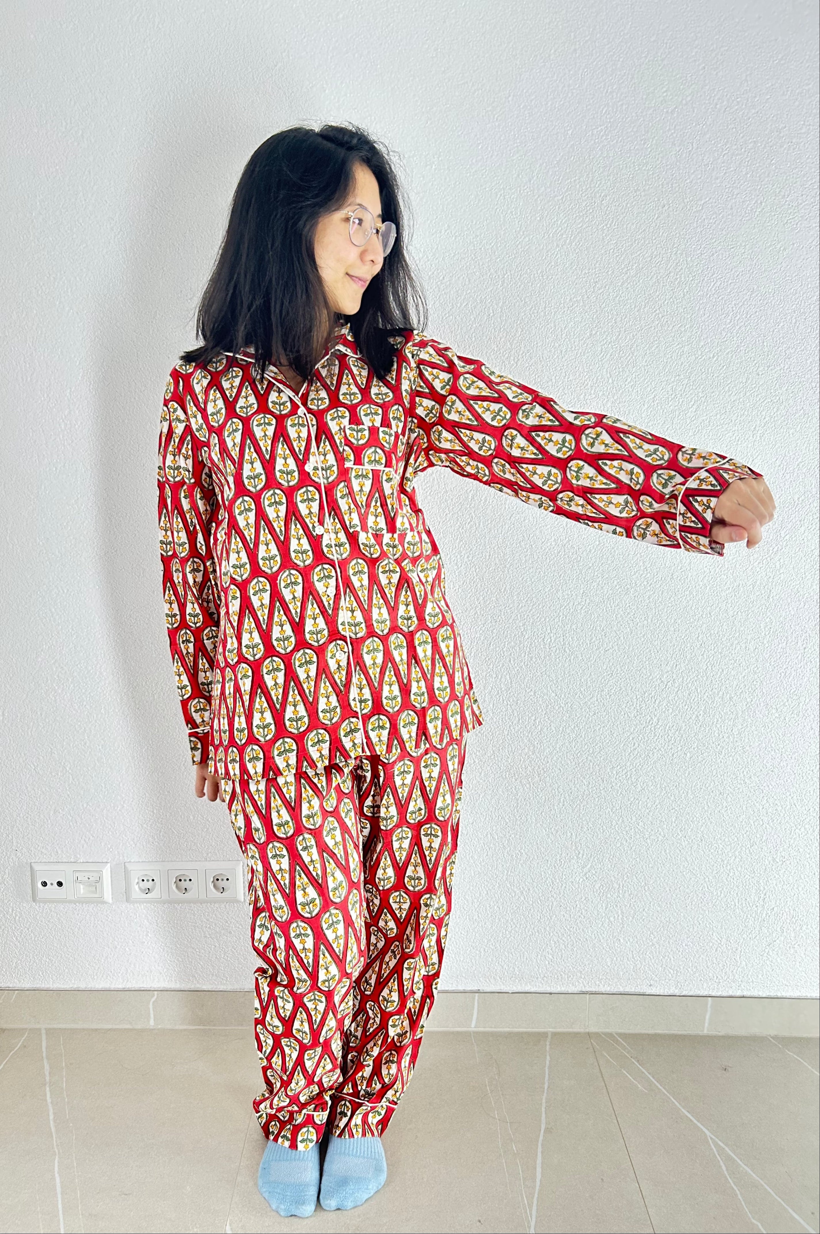 The Scarlet Dream Hand Block Printed Pajama Set