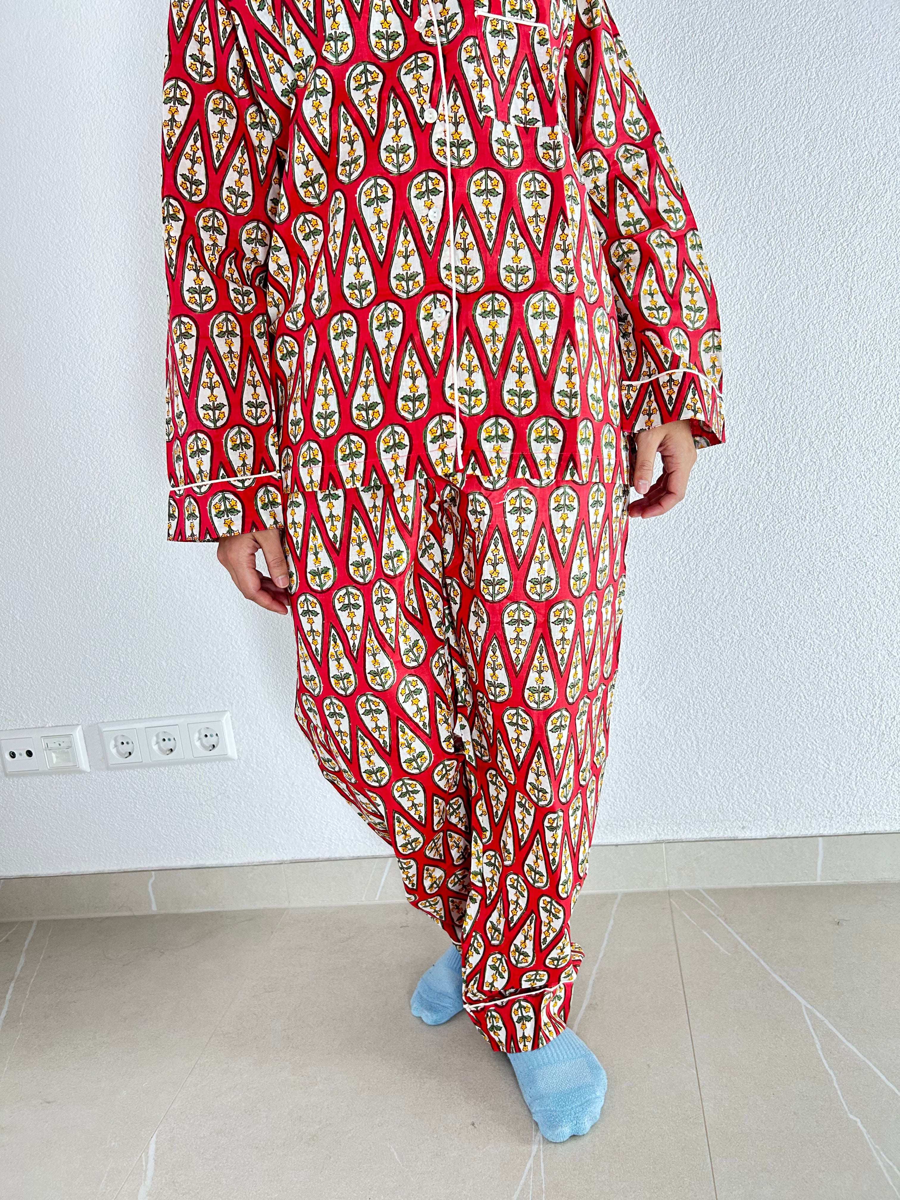 The Scarlet Dream Hand Block Printed Pajama Set