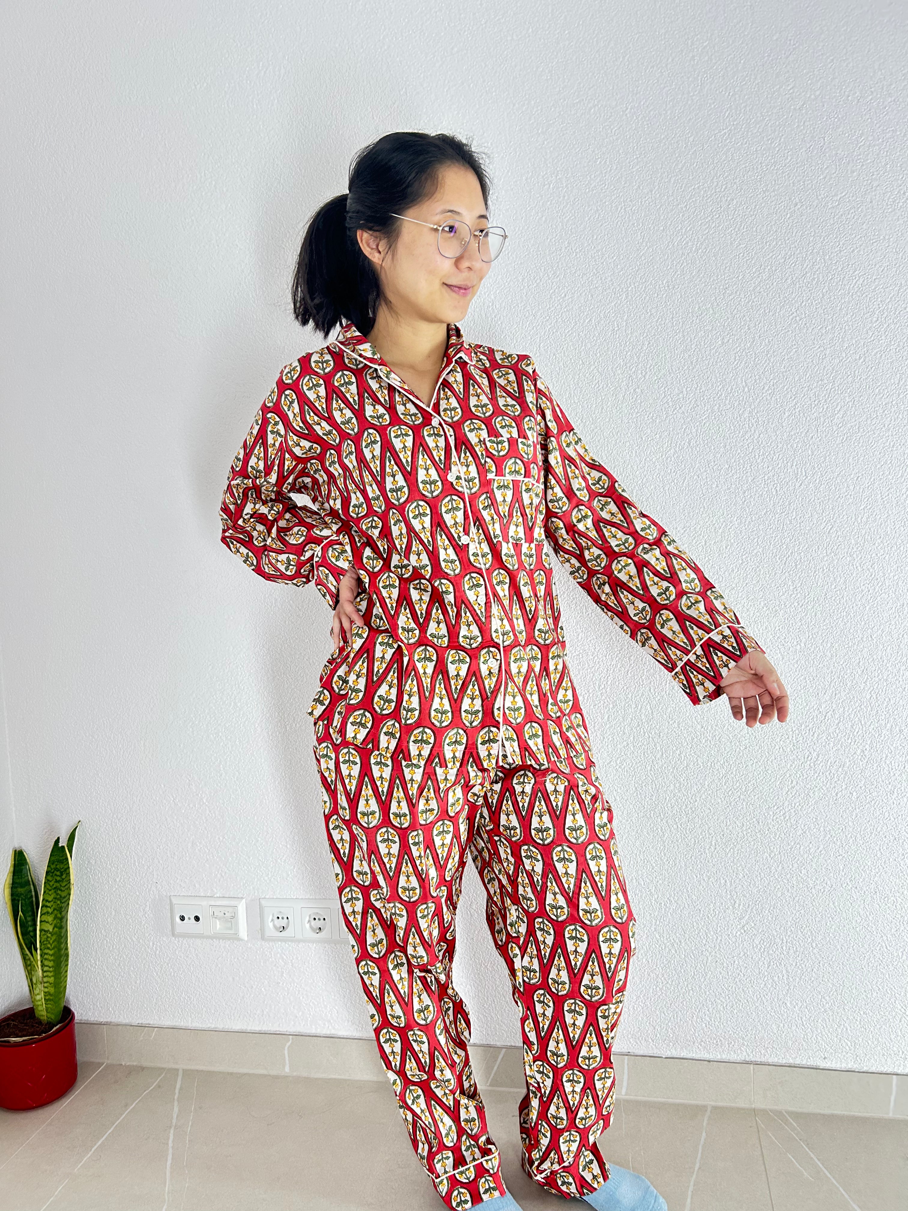 The Scarlet Dream Hand Block Printed Pajama Set