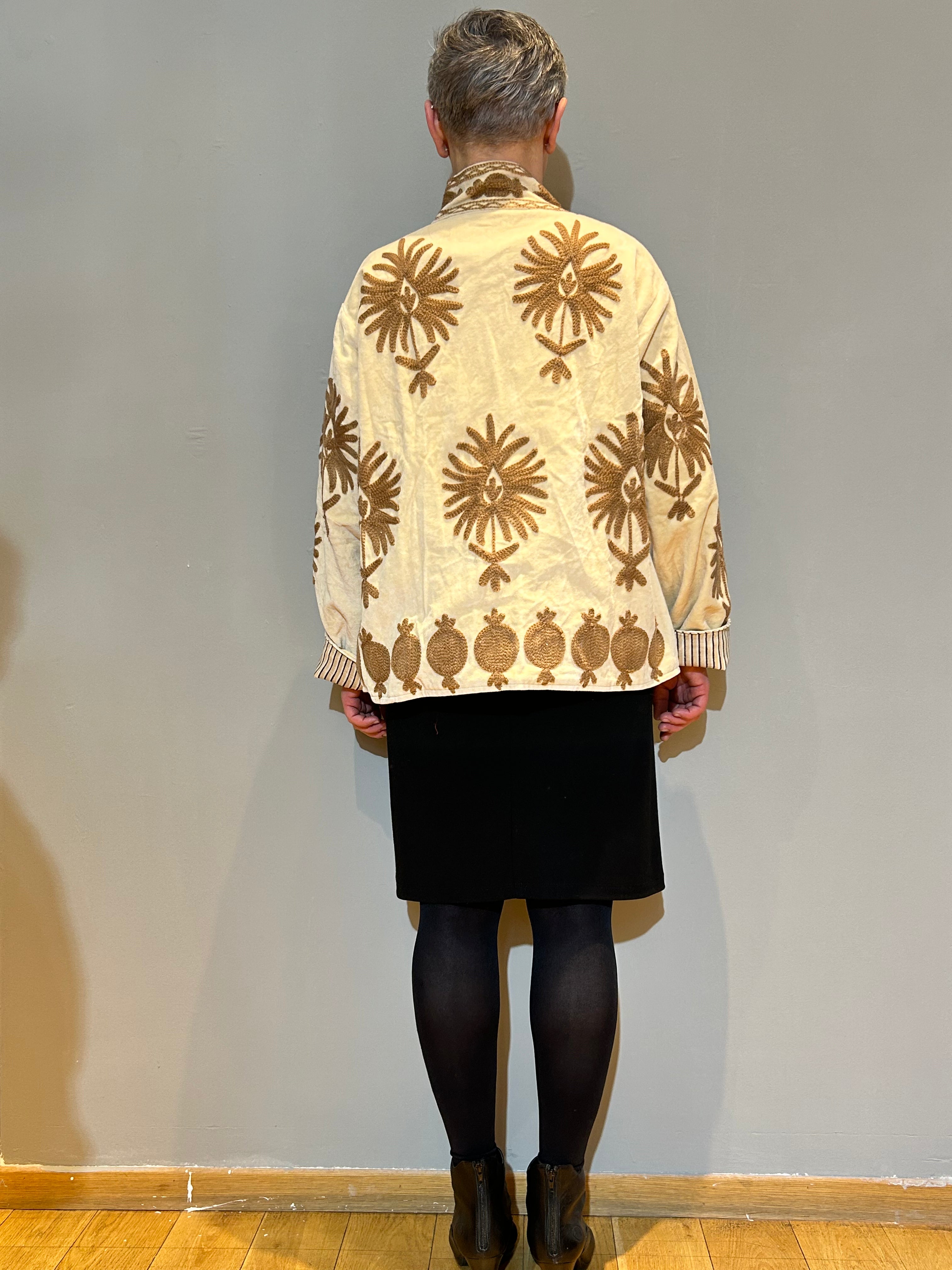 Sandstone Hand-Embroidered Velvet Suzani Jacket