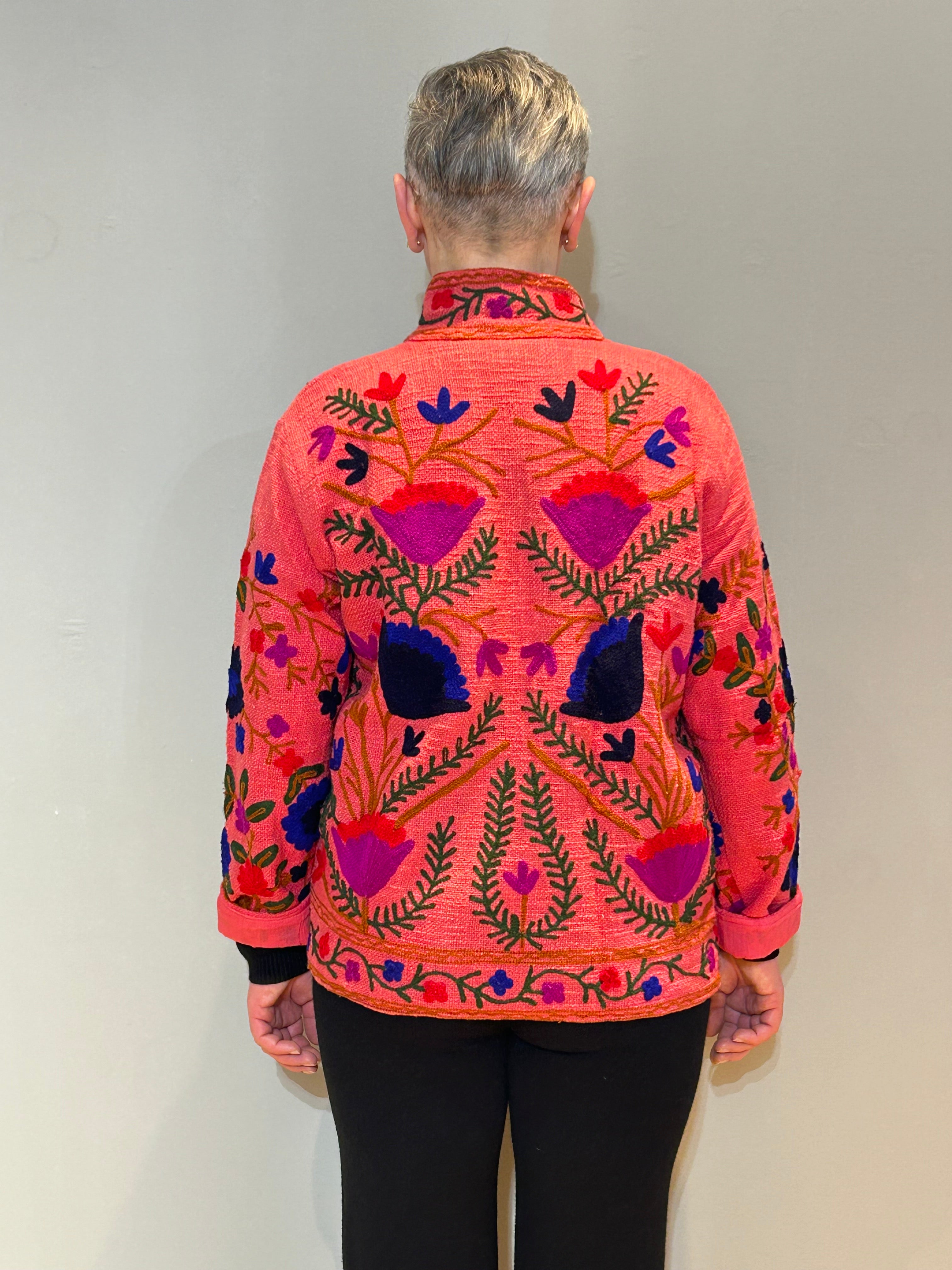 Baumwoll-Suzani Handbestickte Jacke – Primrose