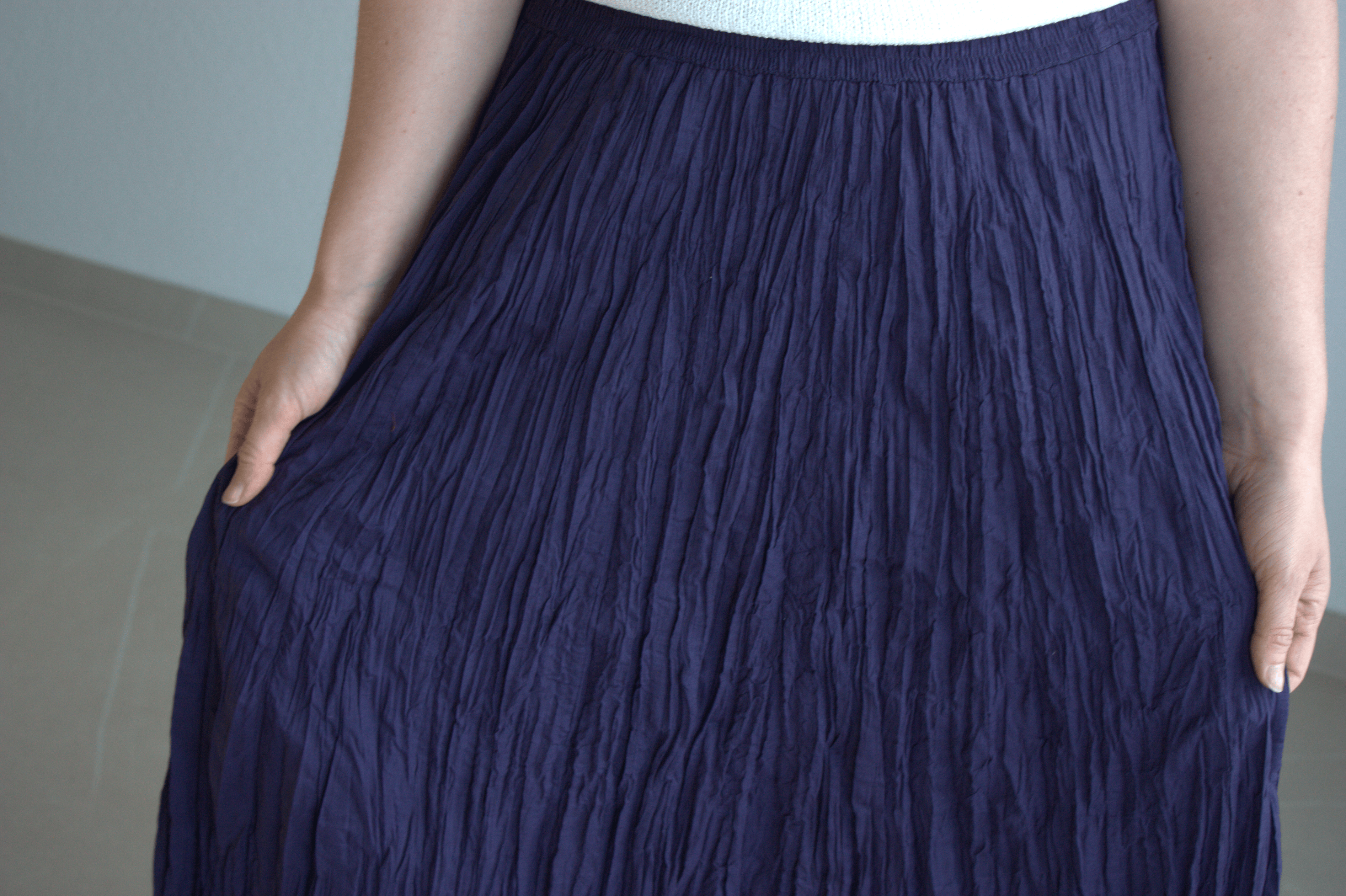 Purple Pleated Skirt with Red Trim