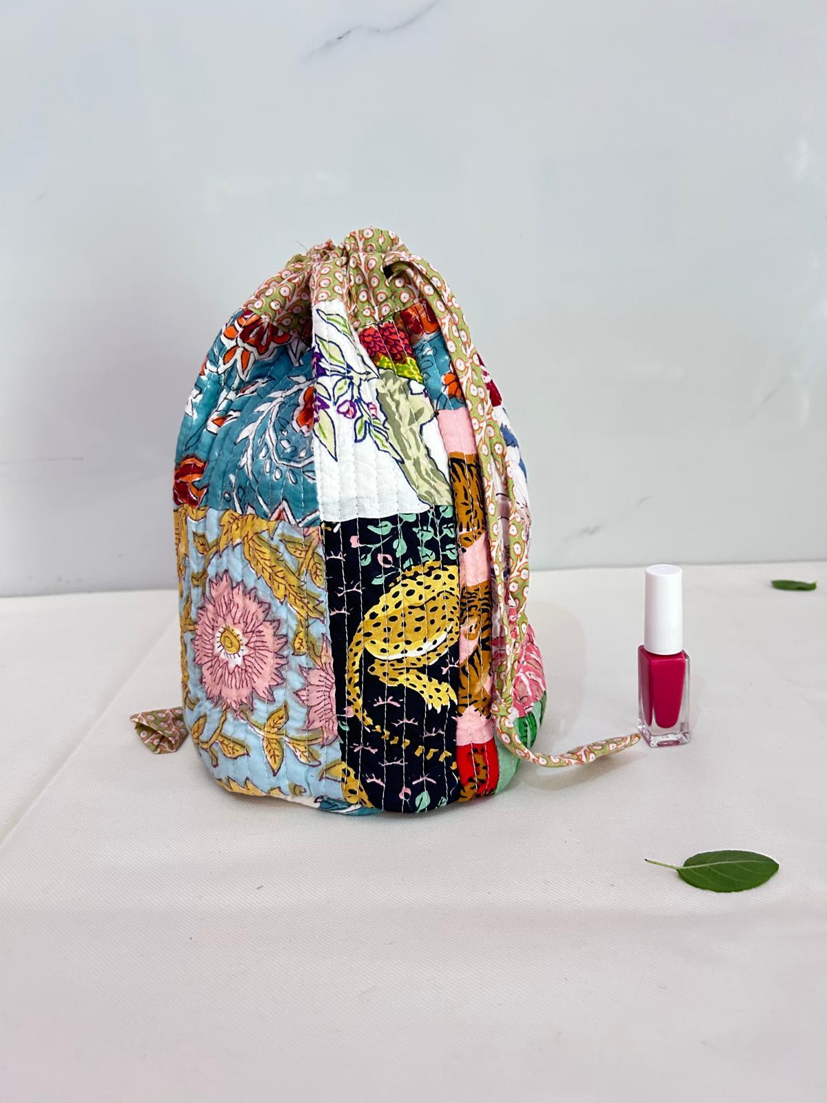 Handblock Printed Drawstring Bag