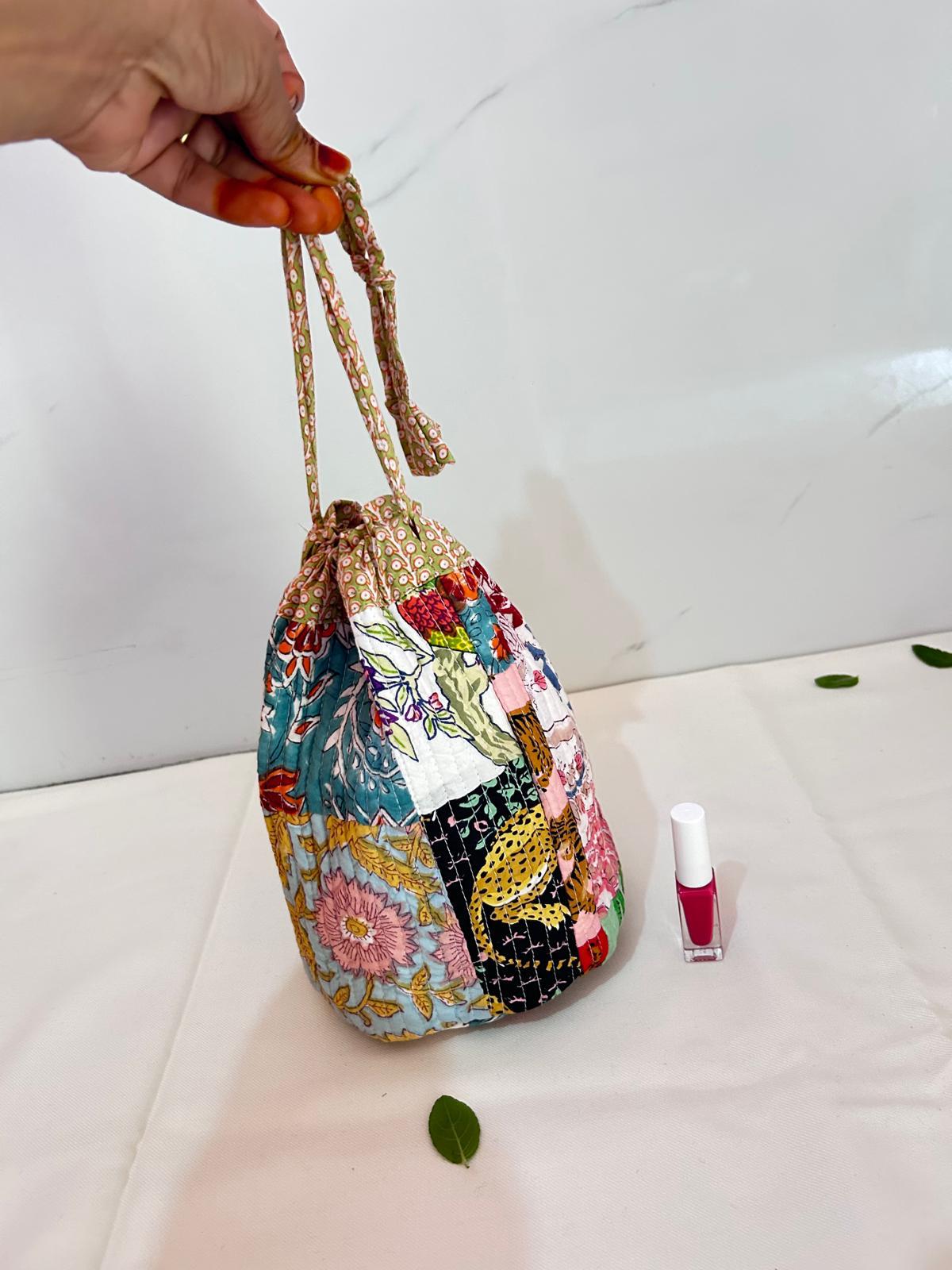 Handblock Printed Drawstring Bag