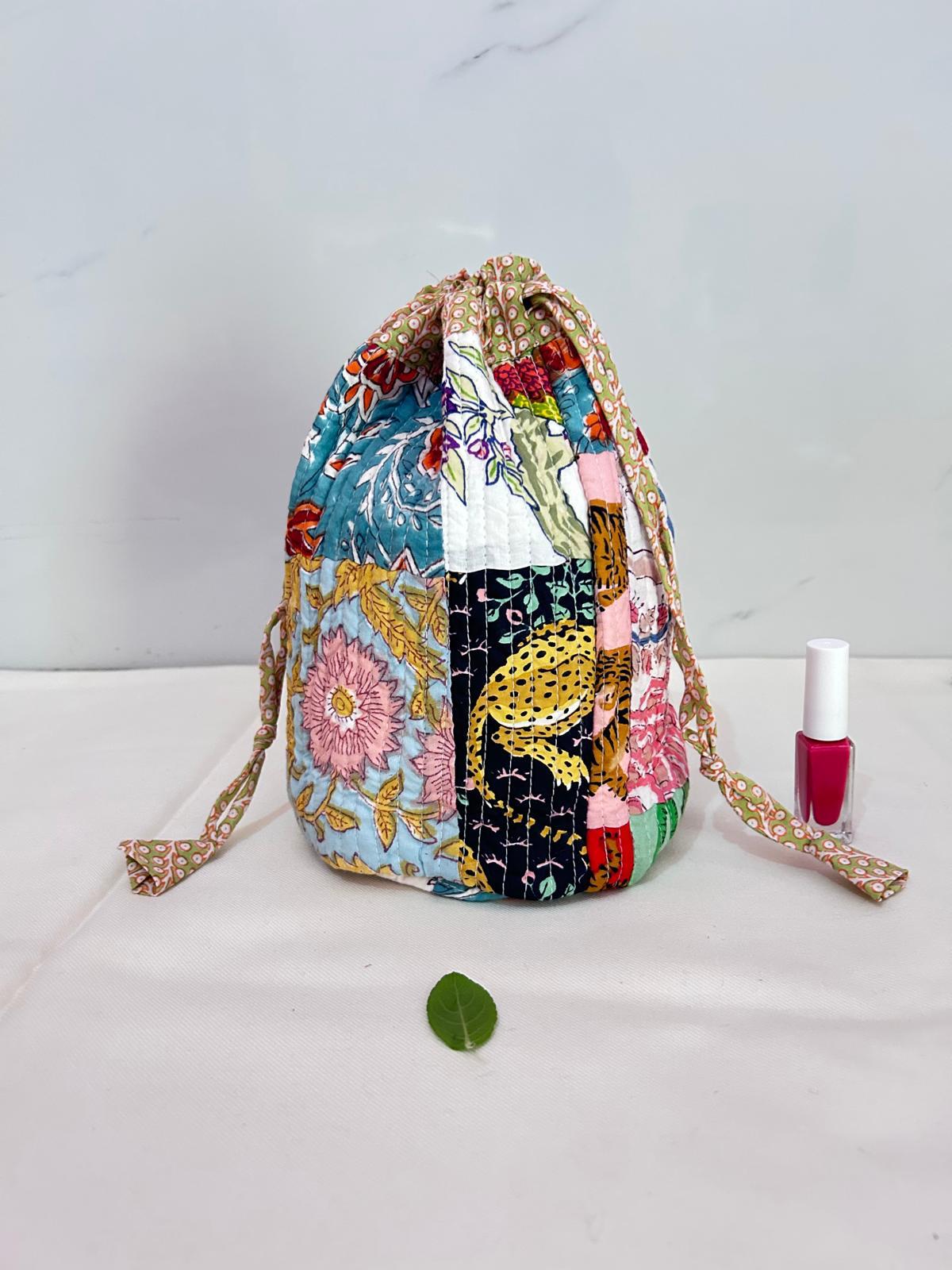 Handblock Printed Drawstring Bag