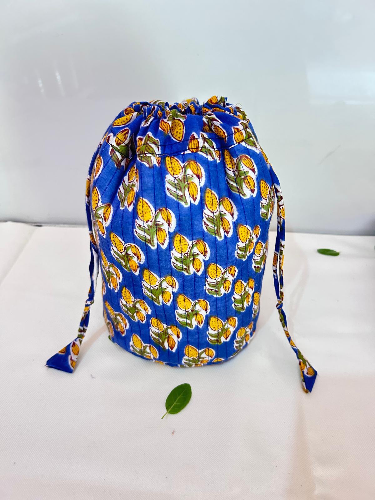 Handblock Printed Drawstring Bag
