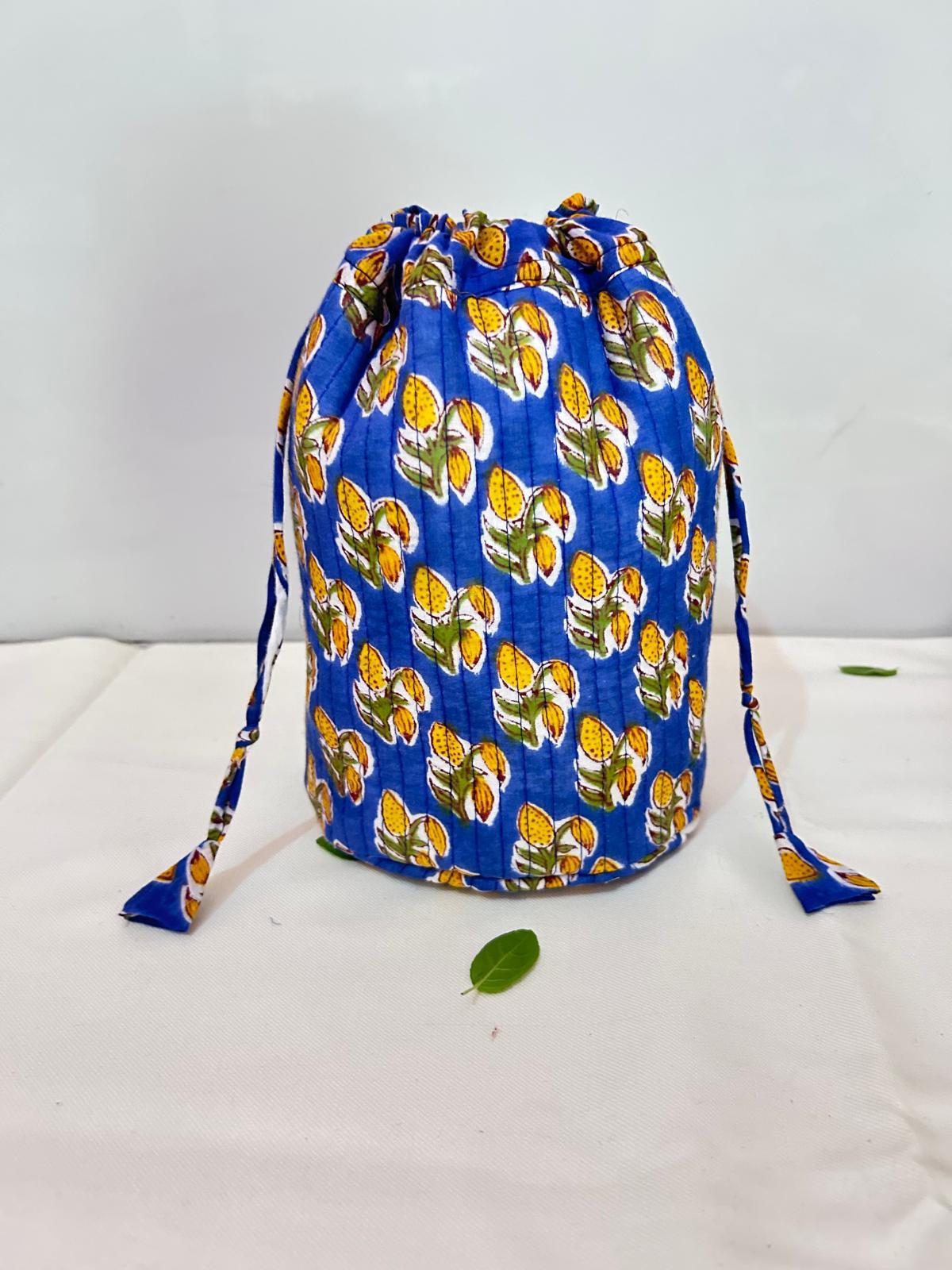 Handblock Printed Drawstring Bag