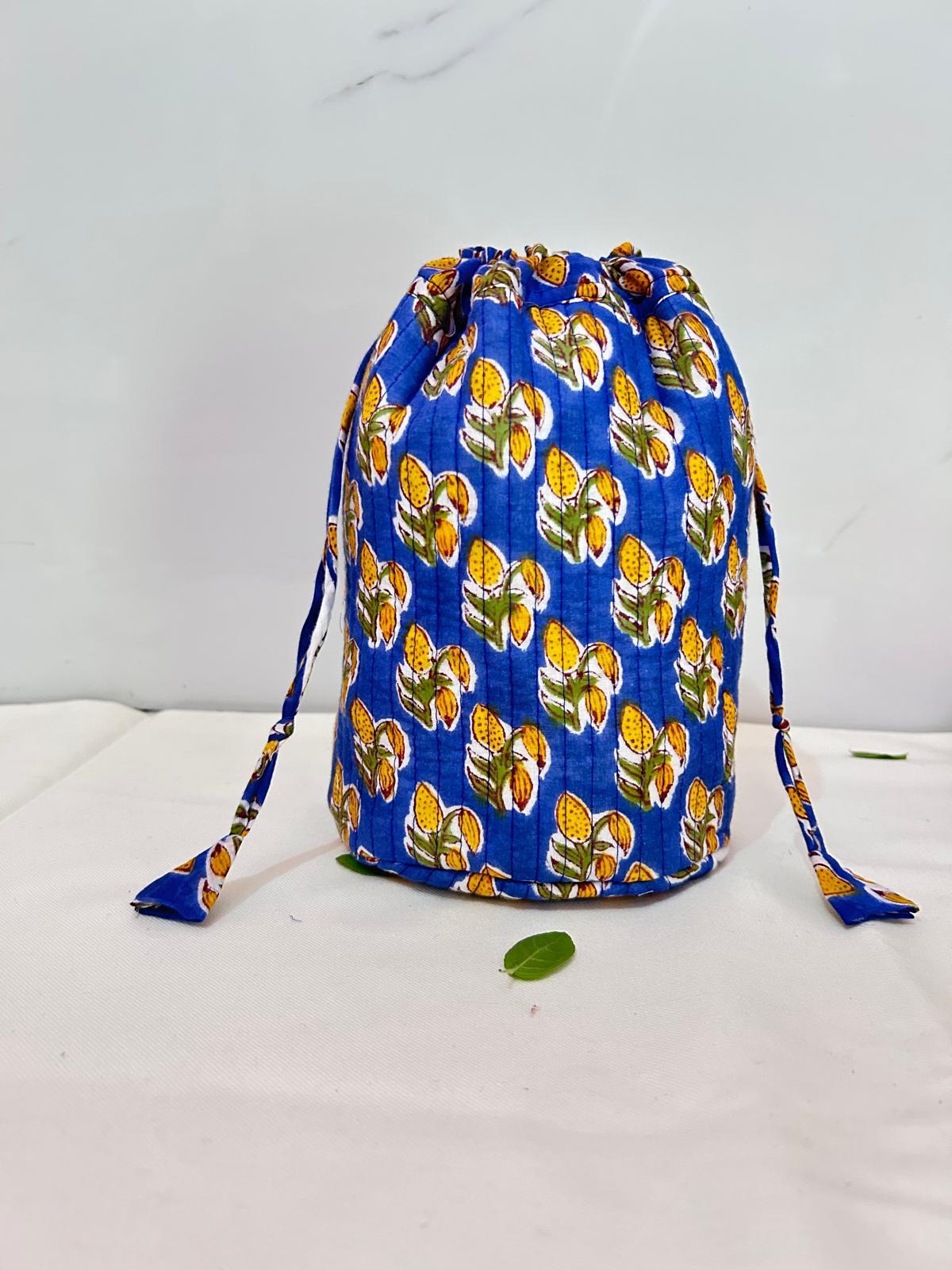 Handblock Printed Drawstring Bag