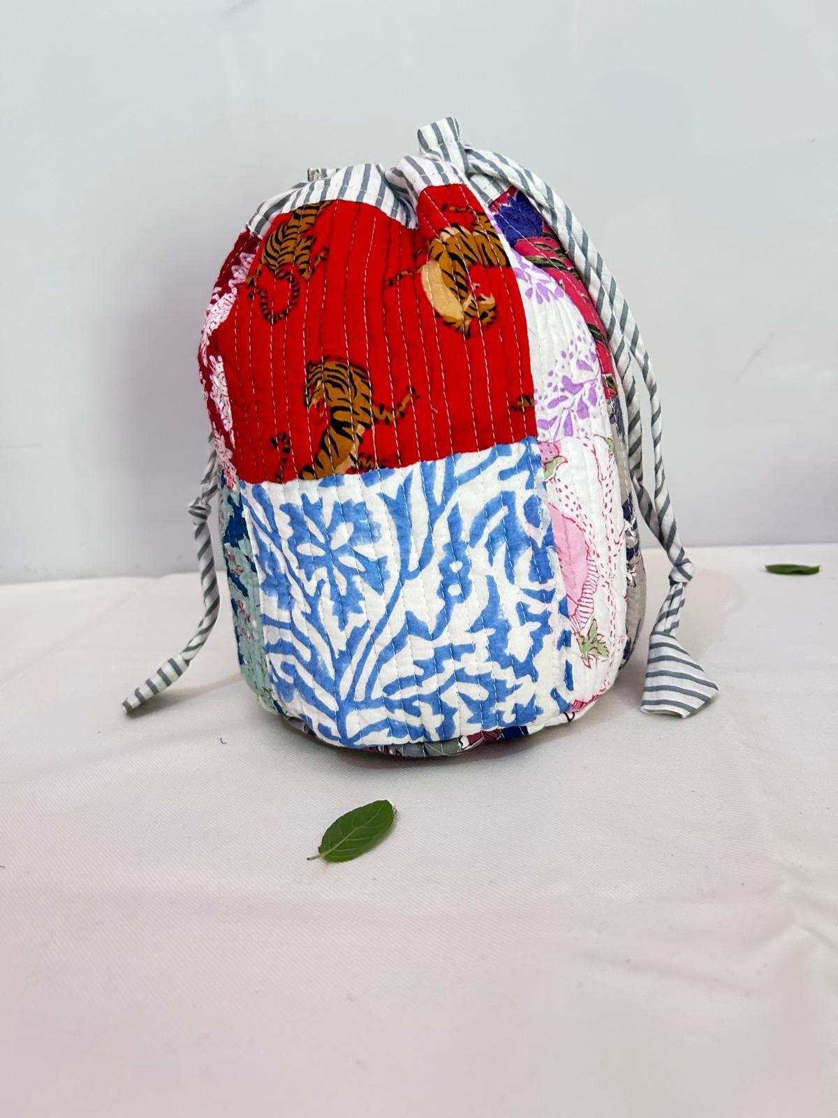 Handblock Printed Drawstring Bag