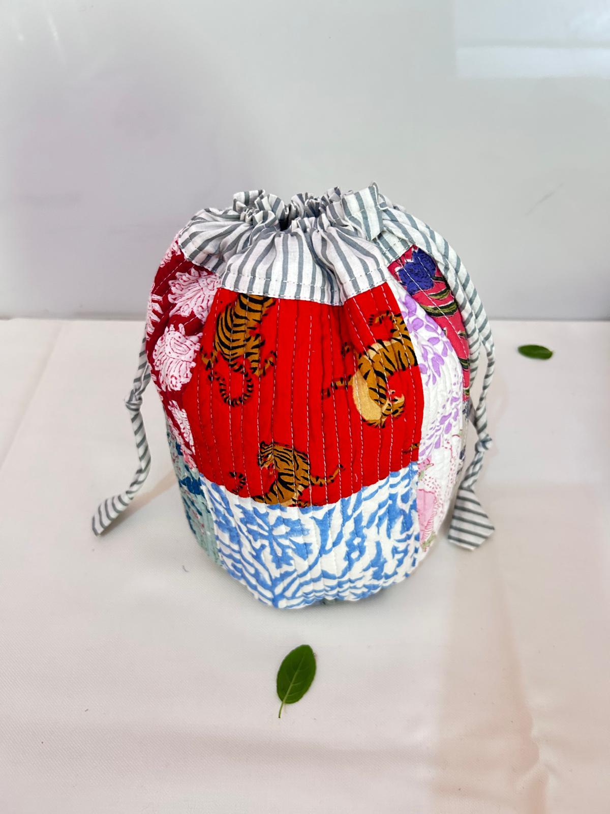 Handblock Printed Drawstring Bag