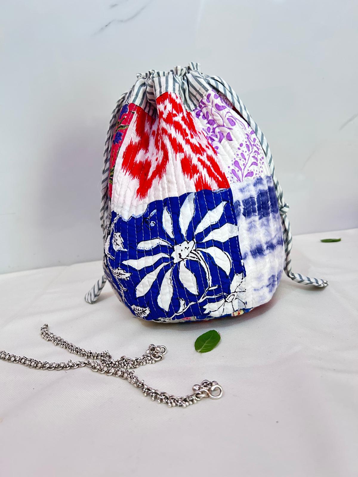 Handblock Printed Drawstring Bag