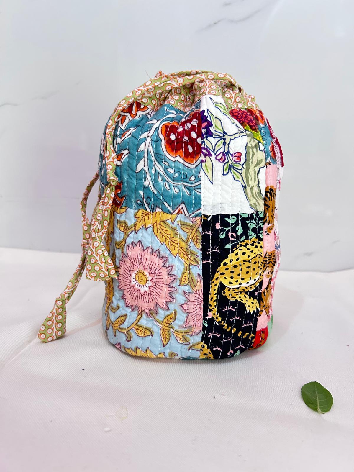 Handblock Printed Drawstring Bag