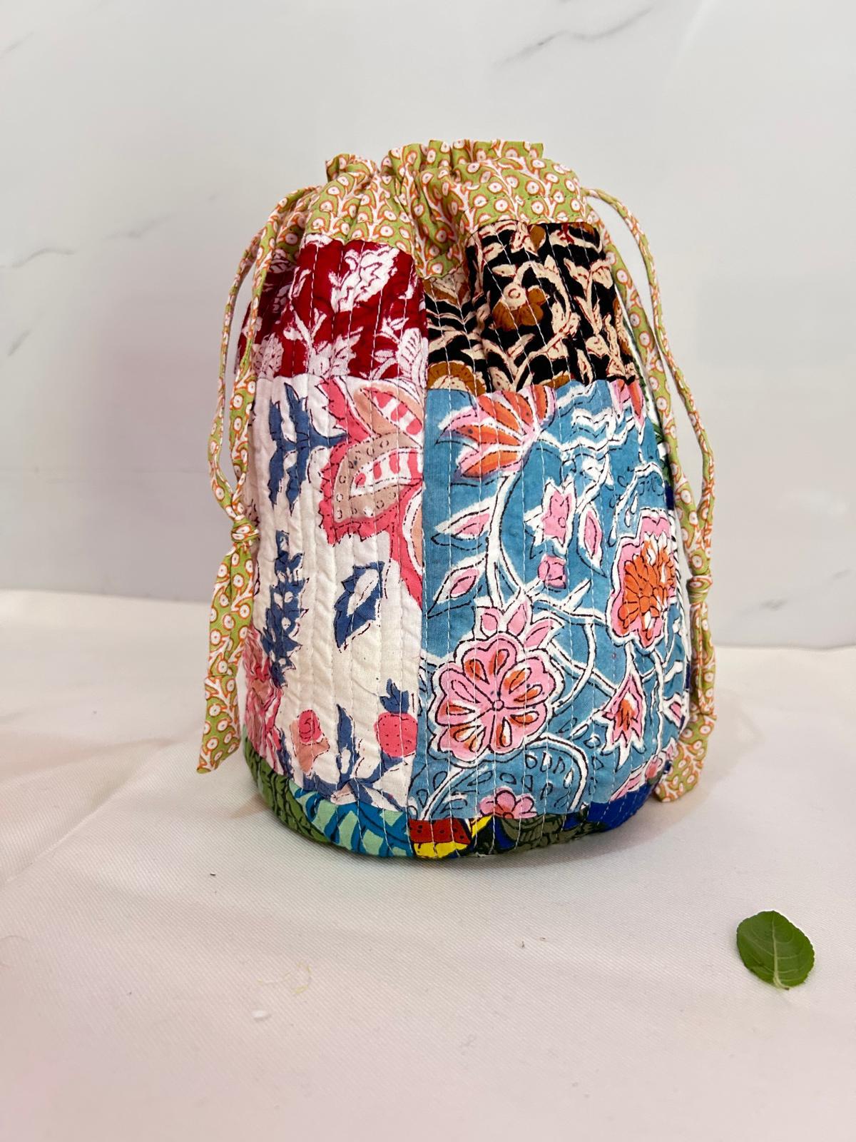 Handblock Printed Drawstring Bag